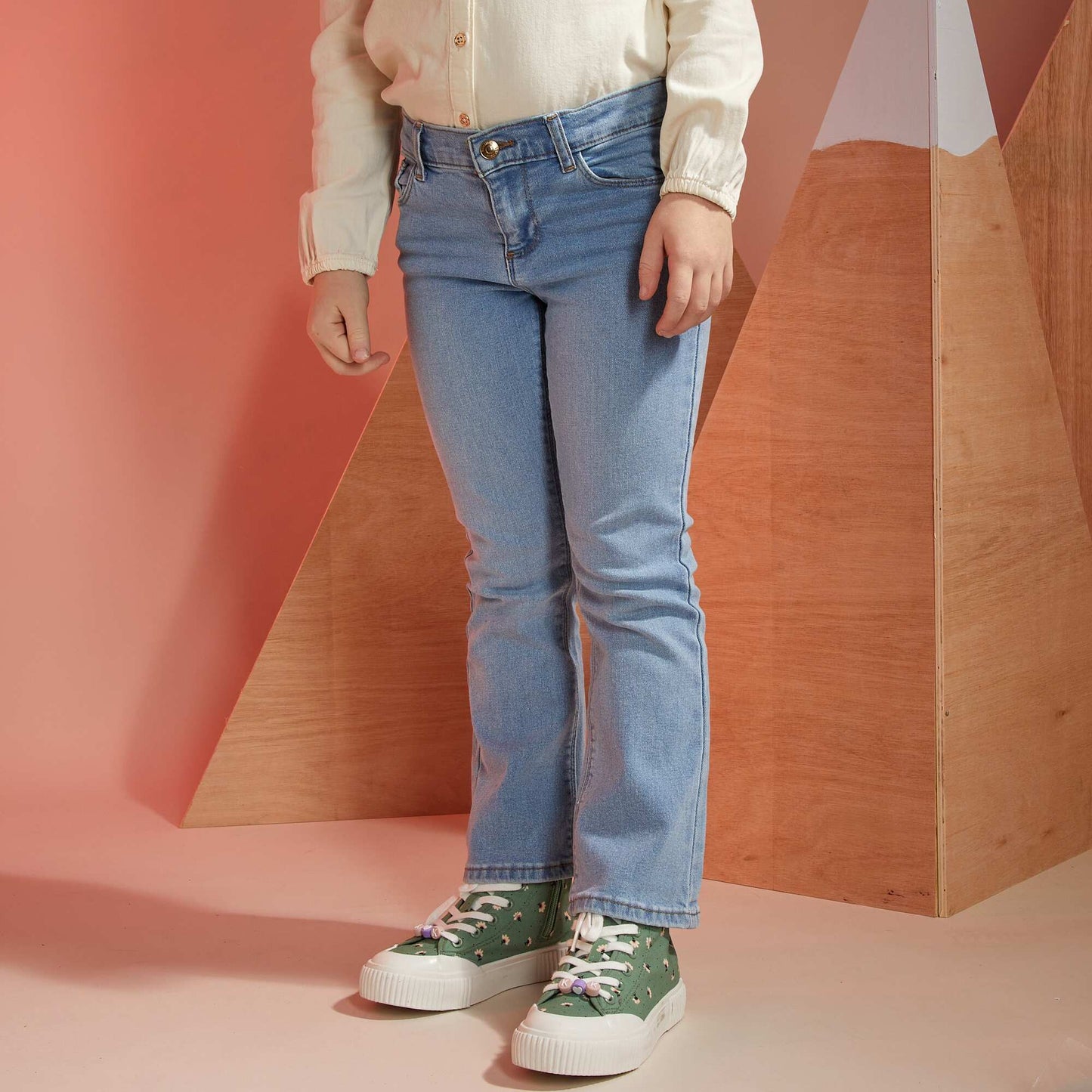 Pantalon en denim flare stretch Bleu