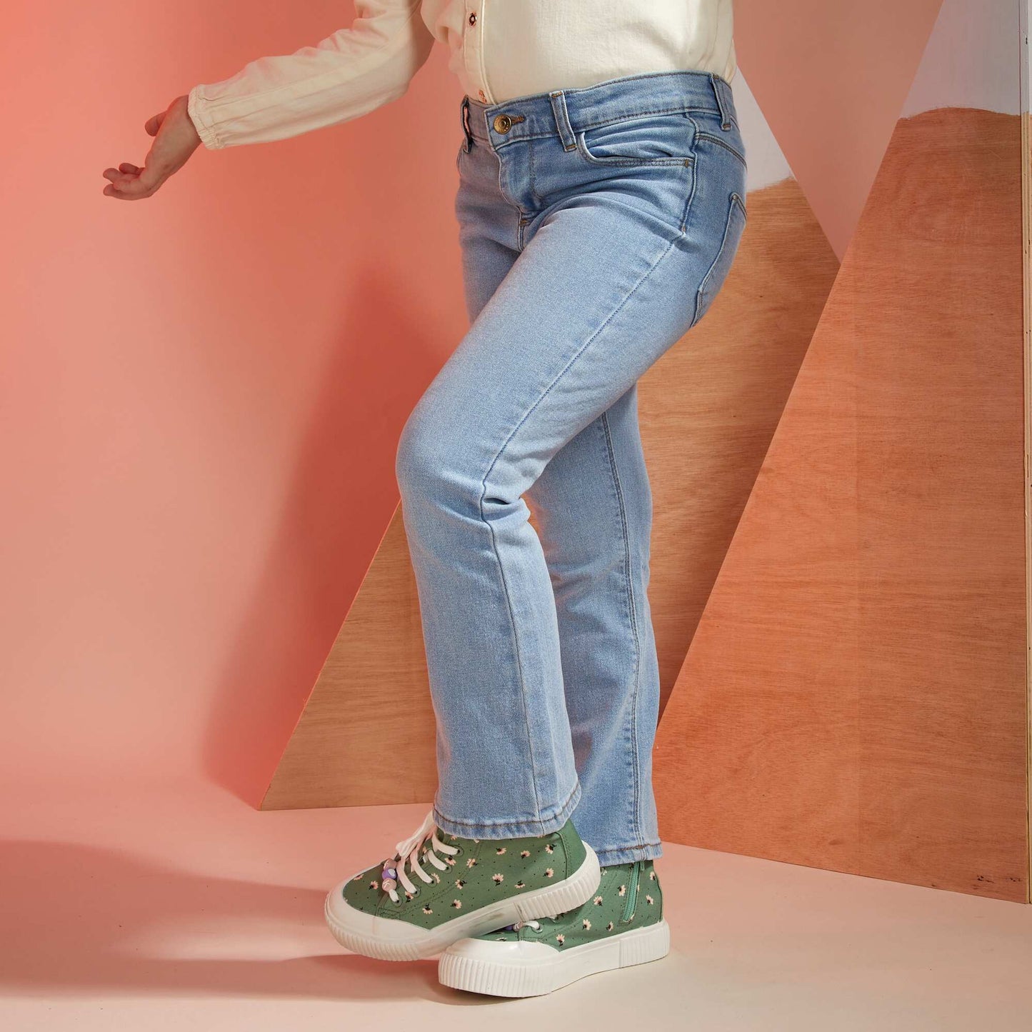 Pantalon en denim flare stretch Bleu