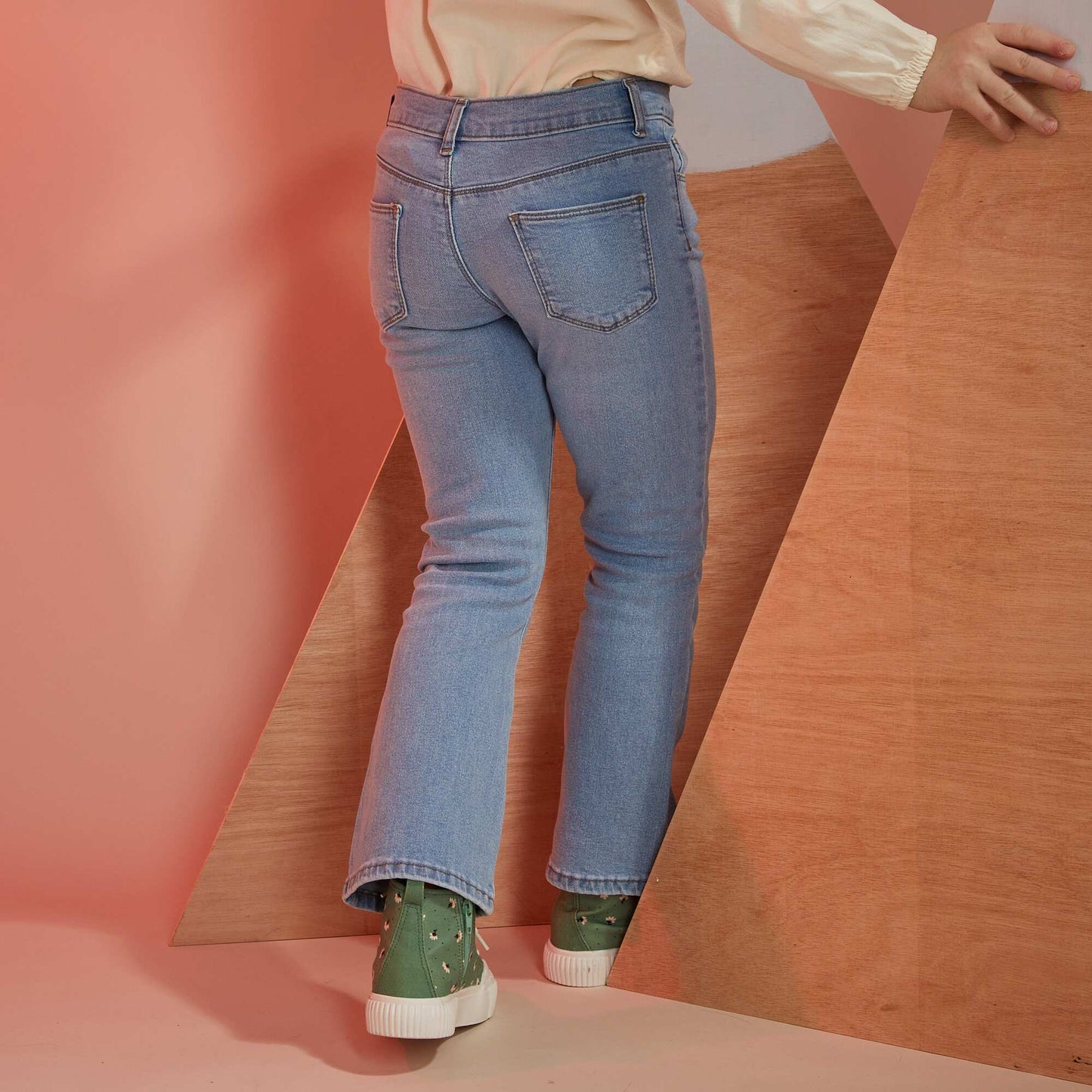 Pantalon en denim flare stretch Bleu