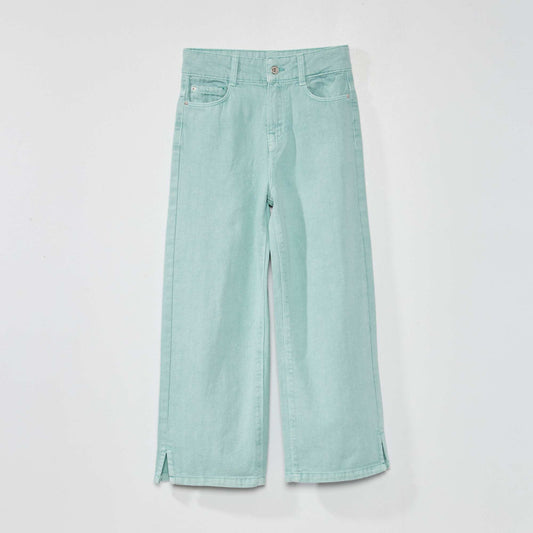 Pantalon wide leg - 5 poches Vert eaun