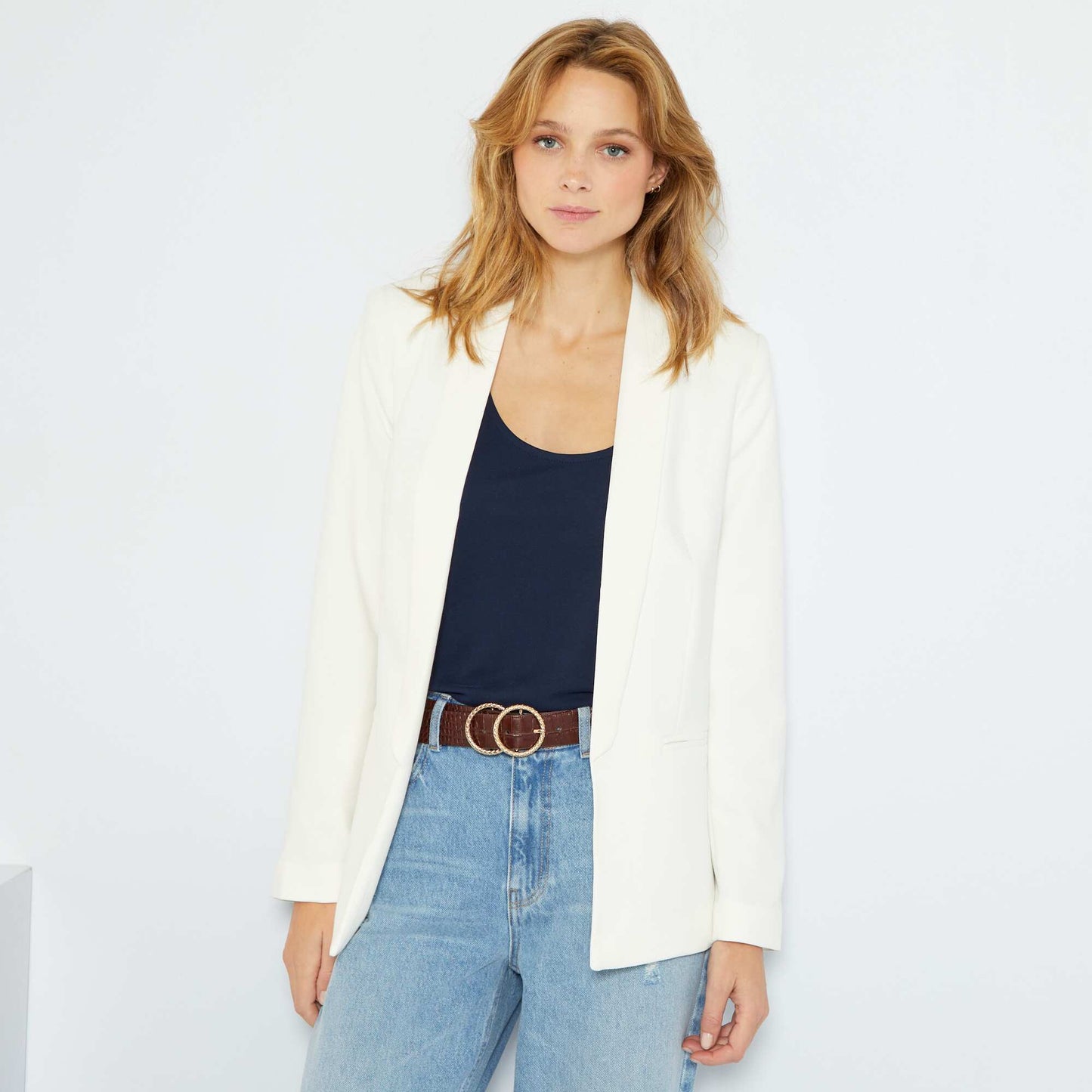 Veste blazer mi-longue blanc
