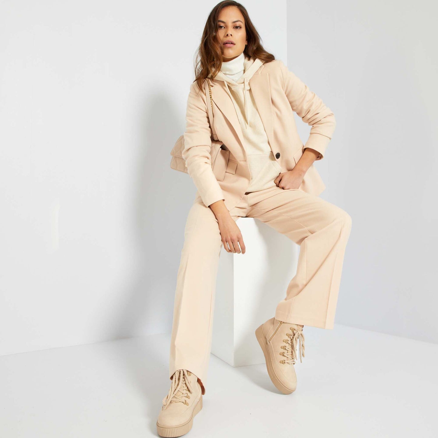 Veste de tailleur en flanelle Beige
