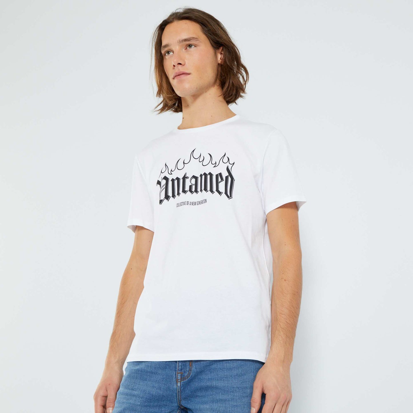 T-shirt en maille jersey avec imprim Blanc