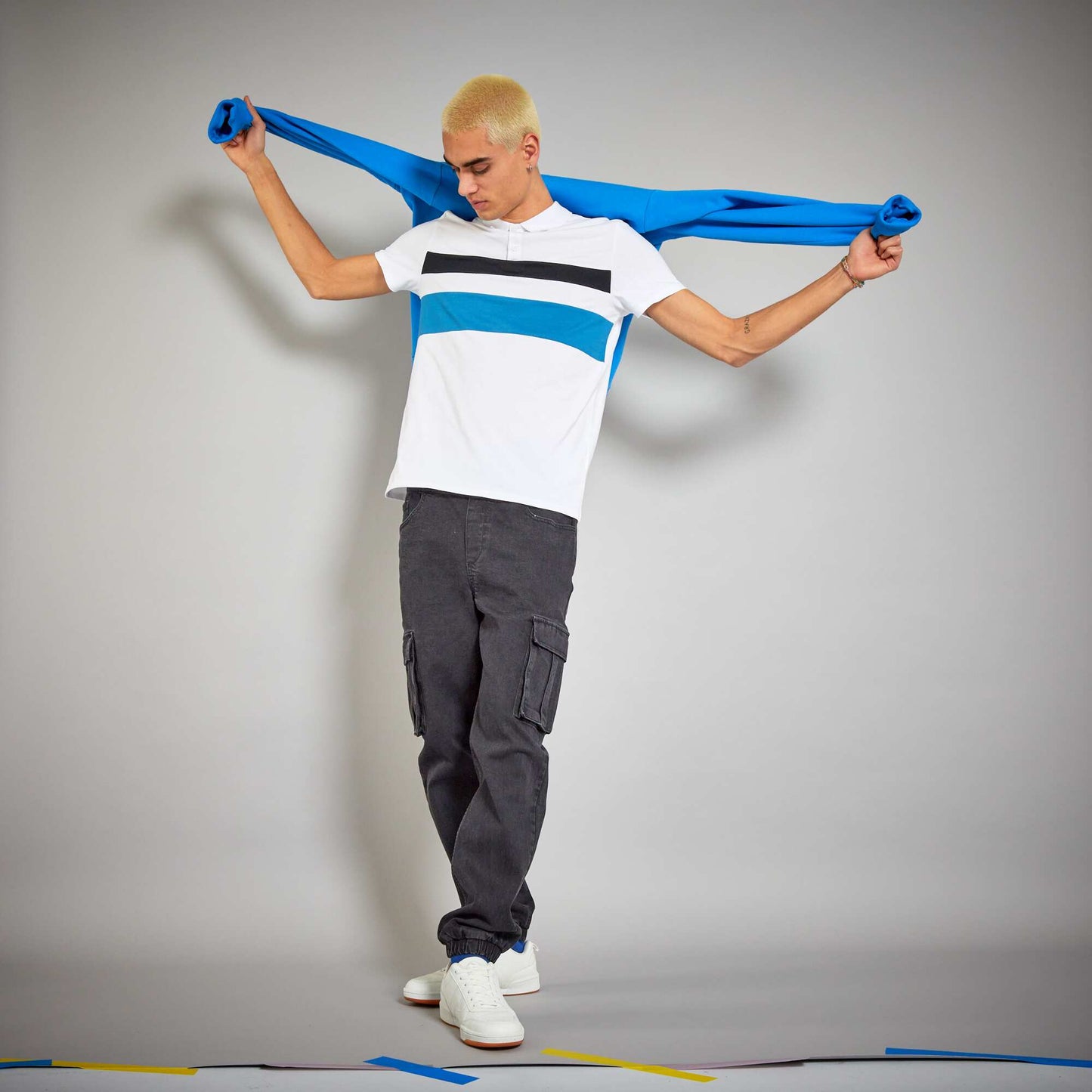 Polo en maille jersey Blanc/bleu