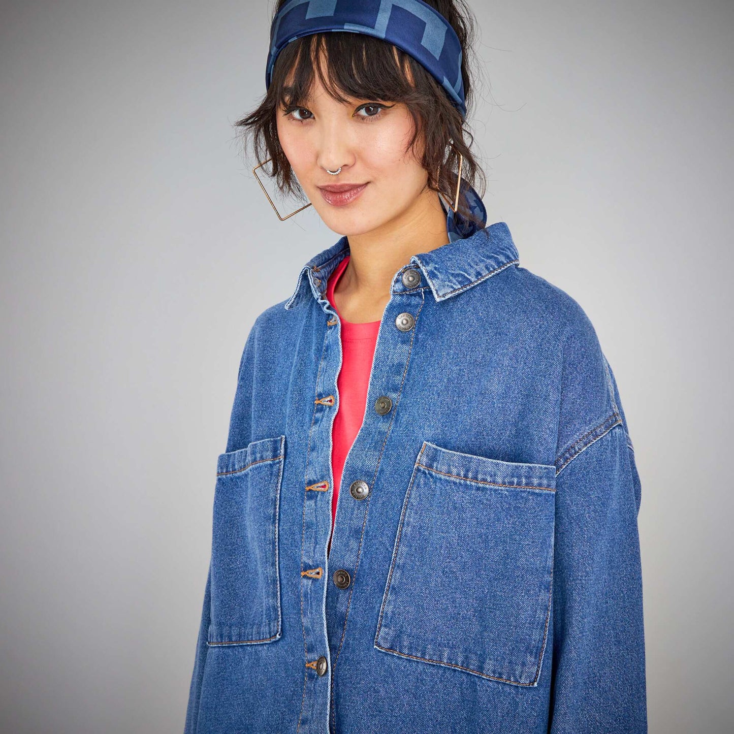 Robe courte en denim Bleu