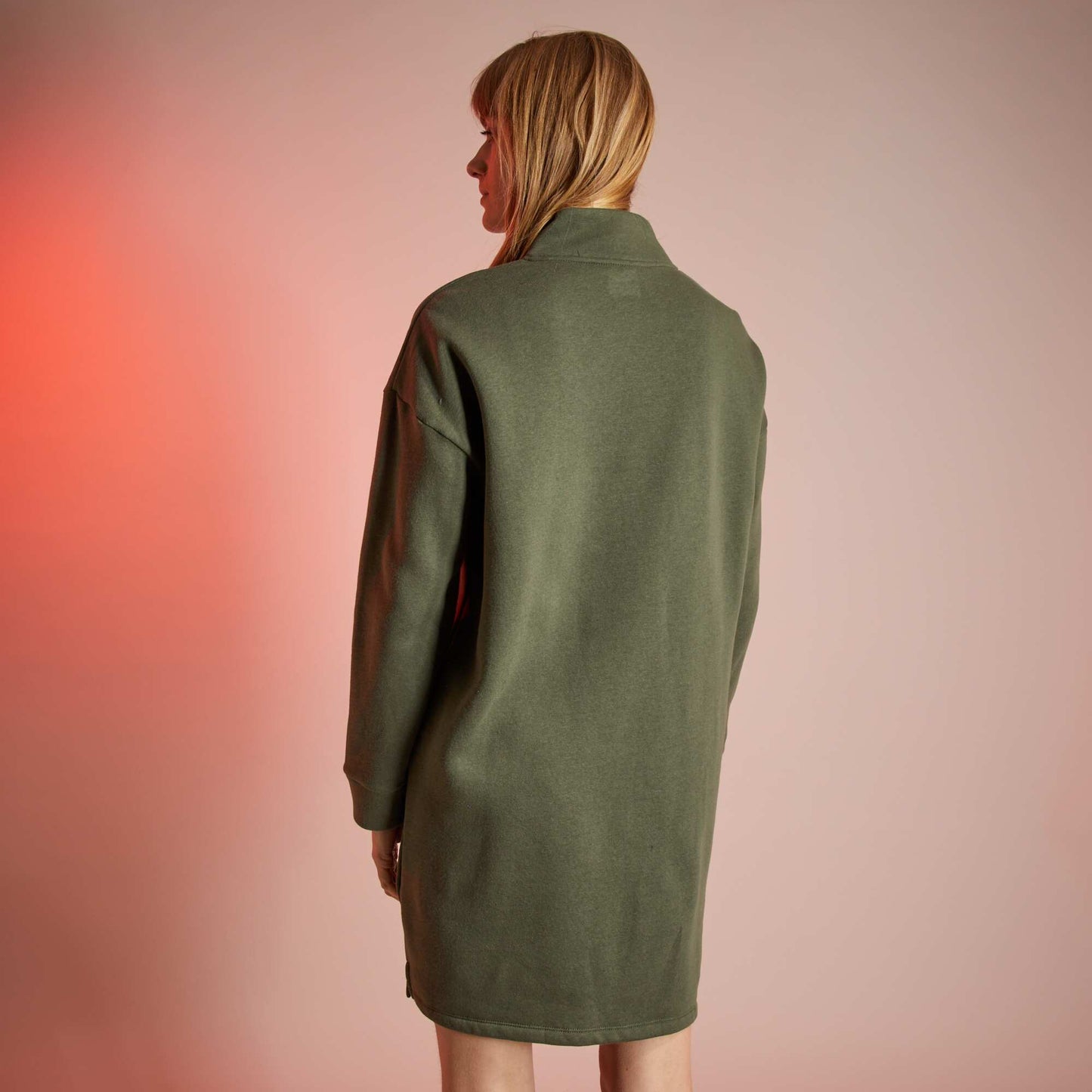 Robe sweat col zipp vert fonc