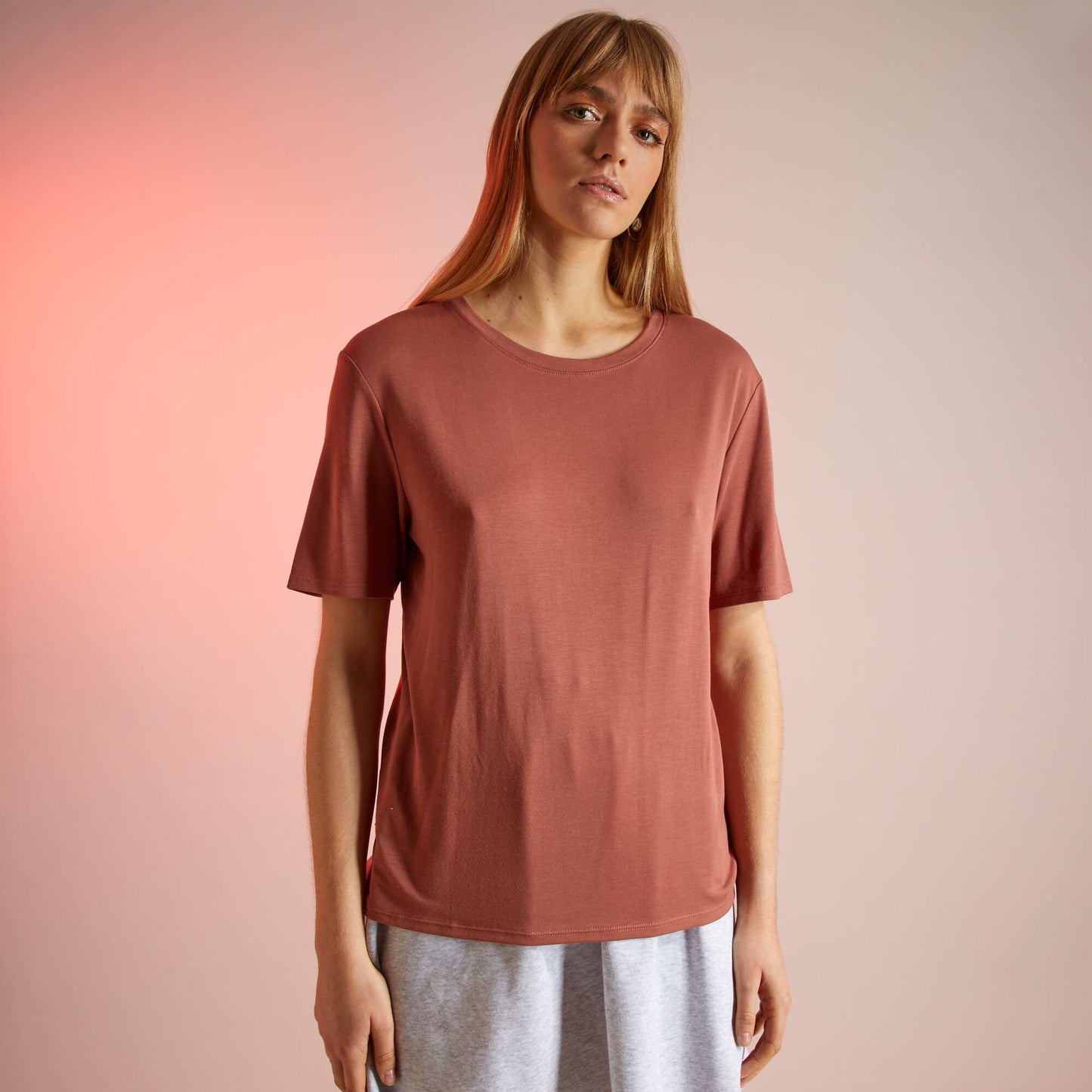 T-shirt uni en maille stretch Orange