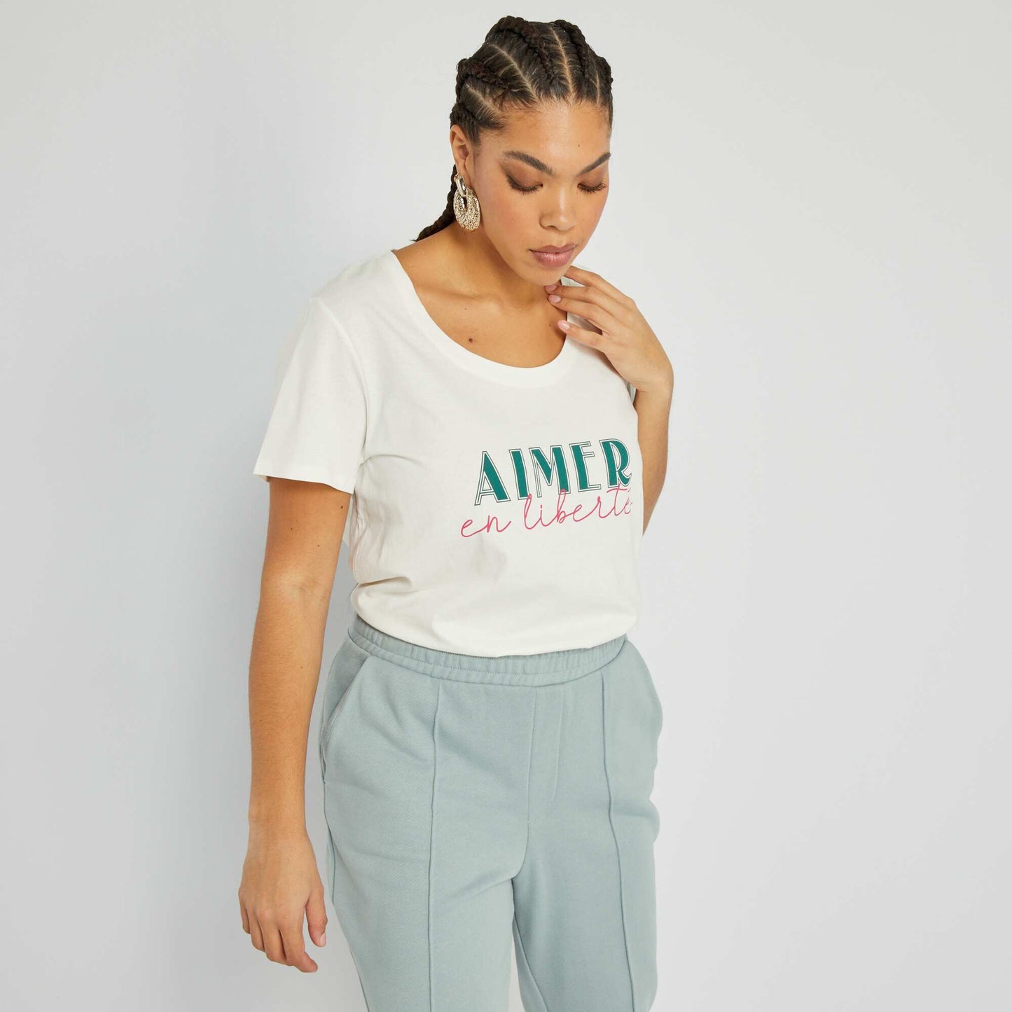 T-shirt en jersey avec imprim fantaisie Blanc/vert