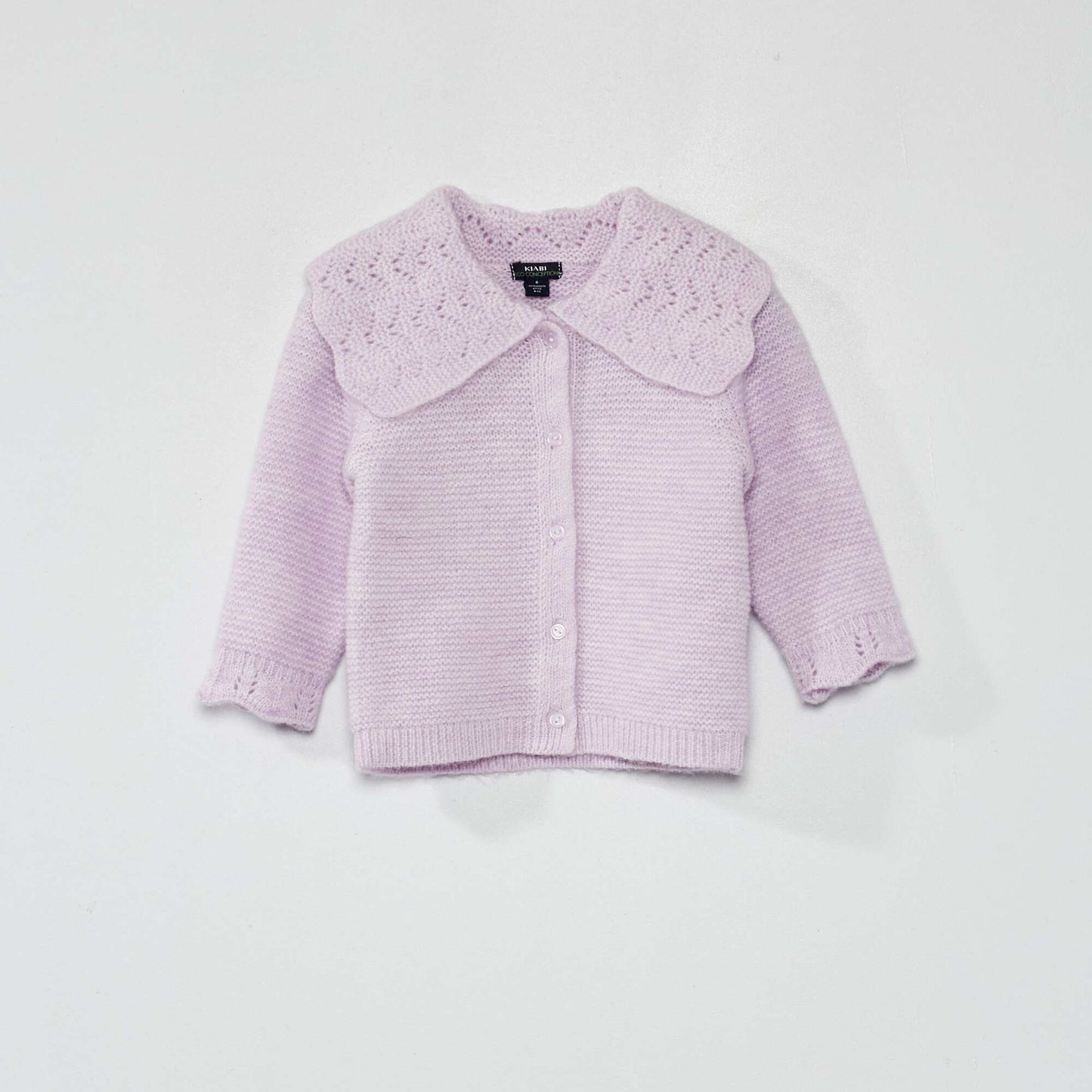 Gilet tricot avec large encolure lilas