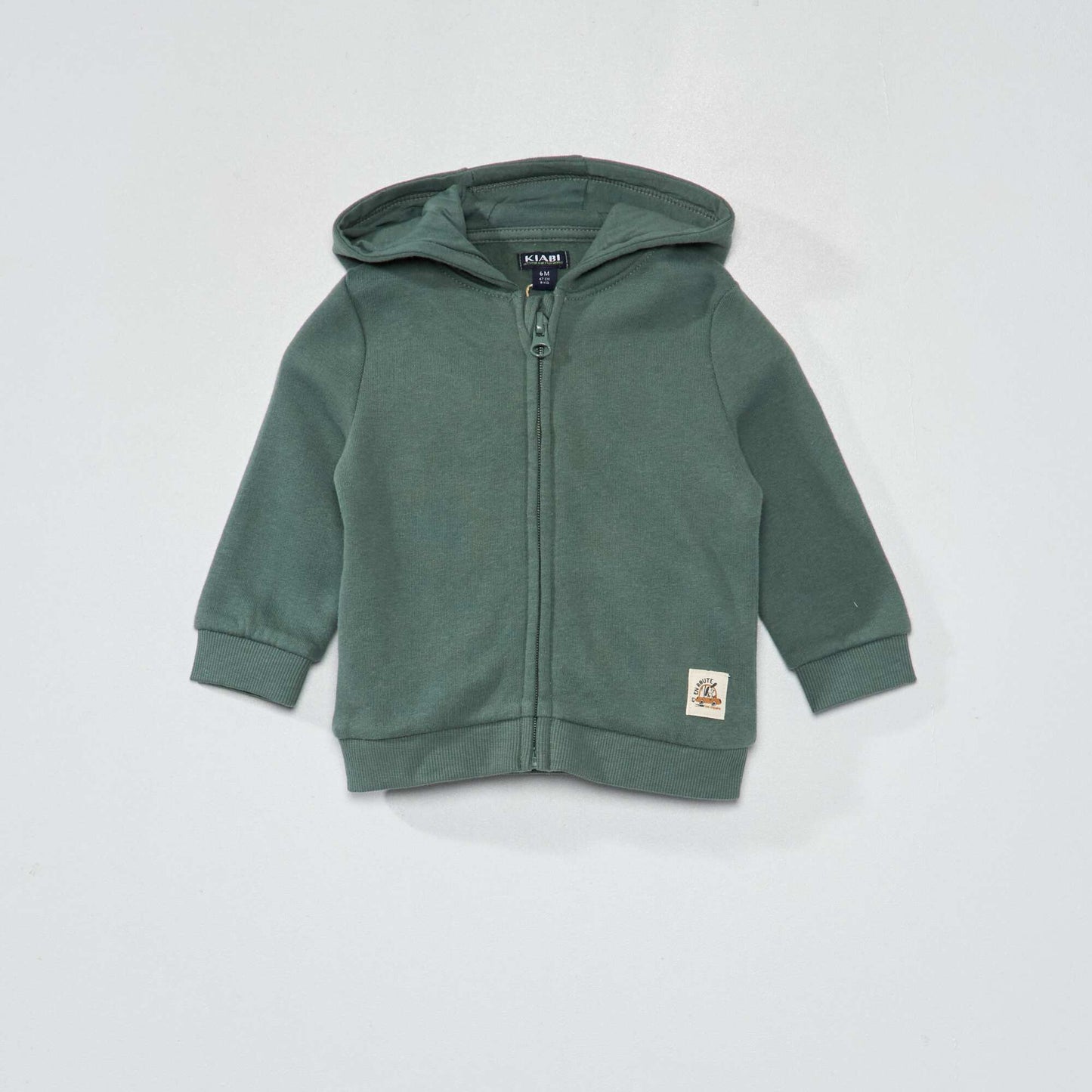 Sweat zipp en molleton vert gris