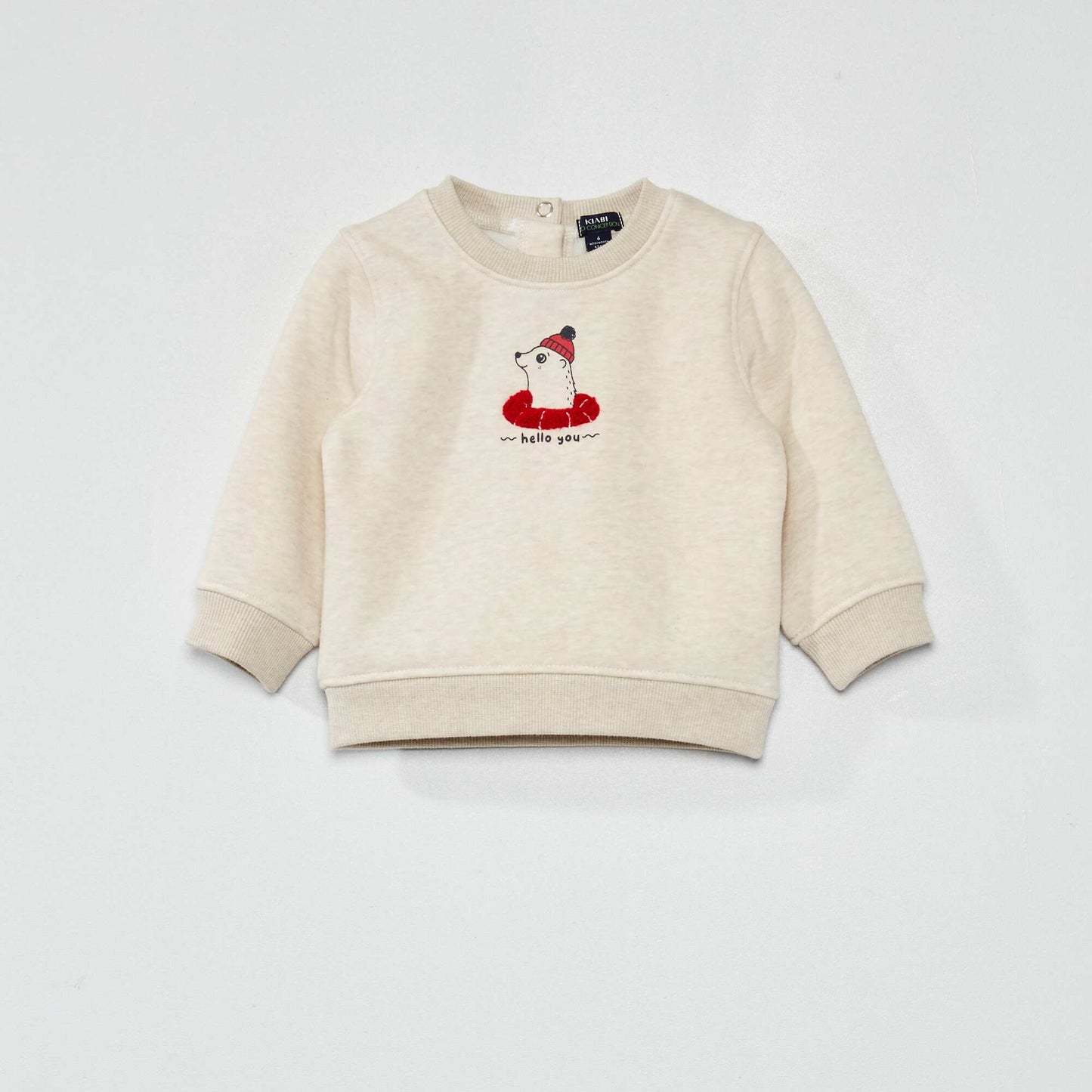 Sweat chin imprim fantaisie Beige