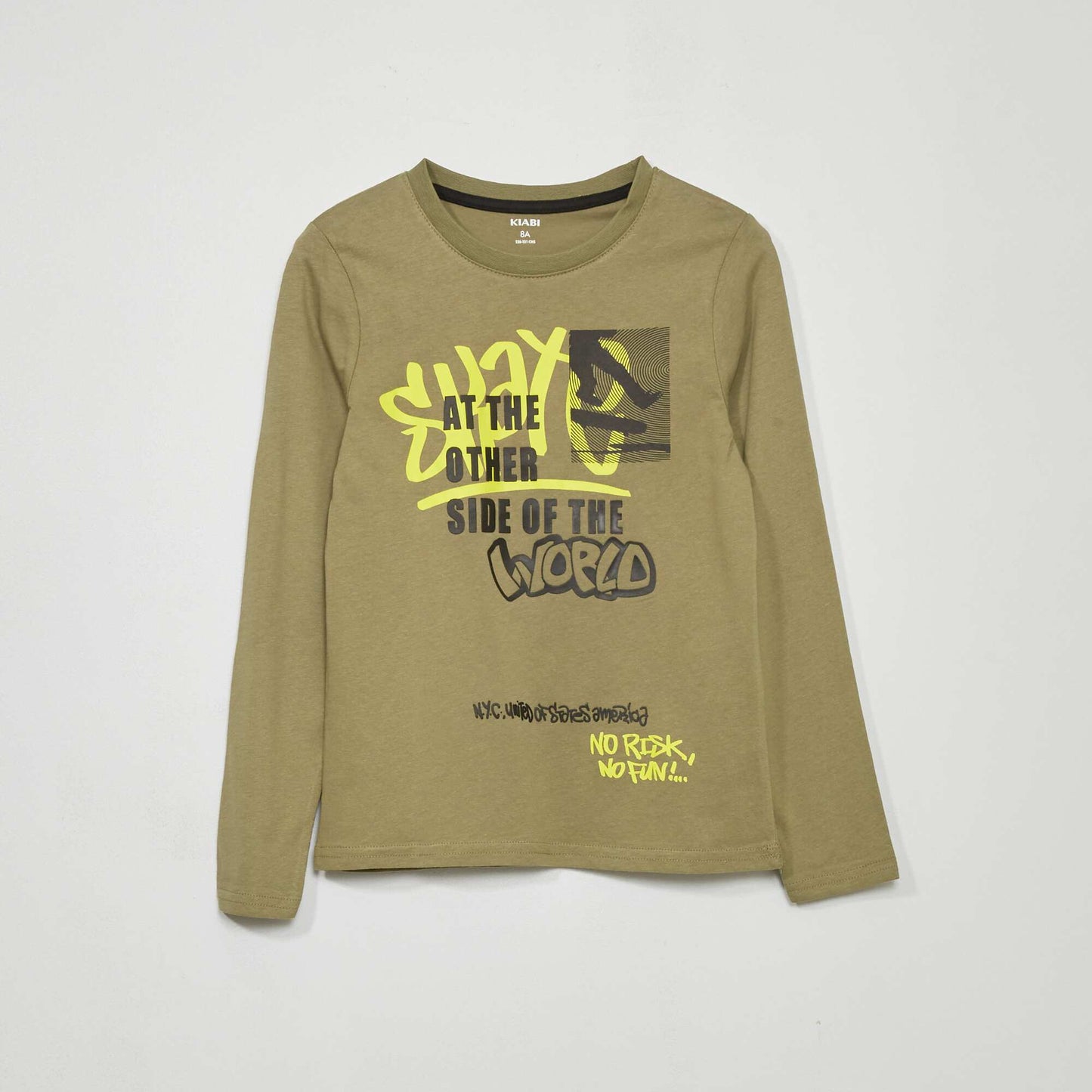 T-shirt manches longues imprim Kaki