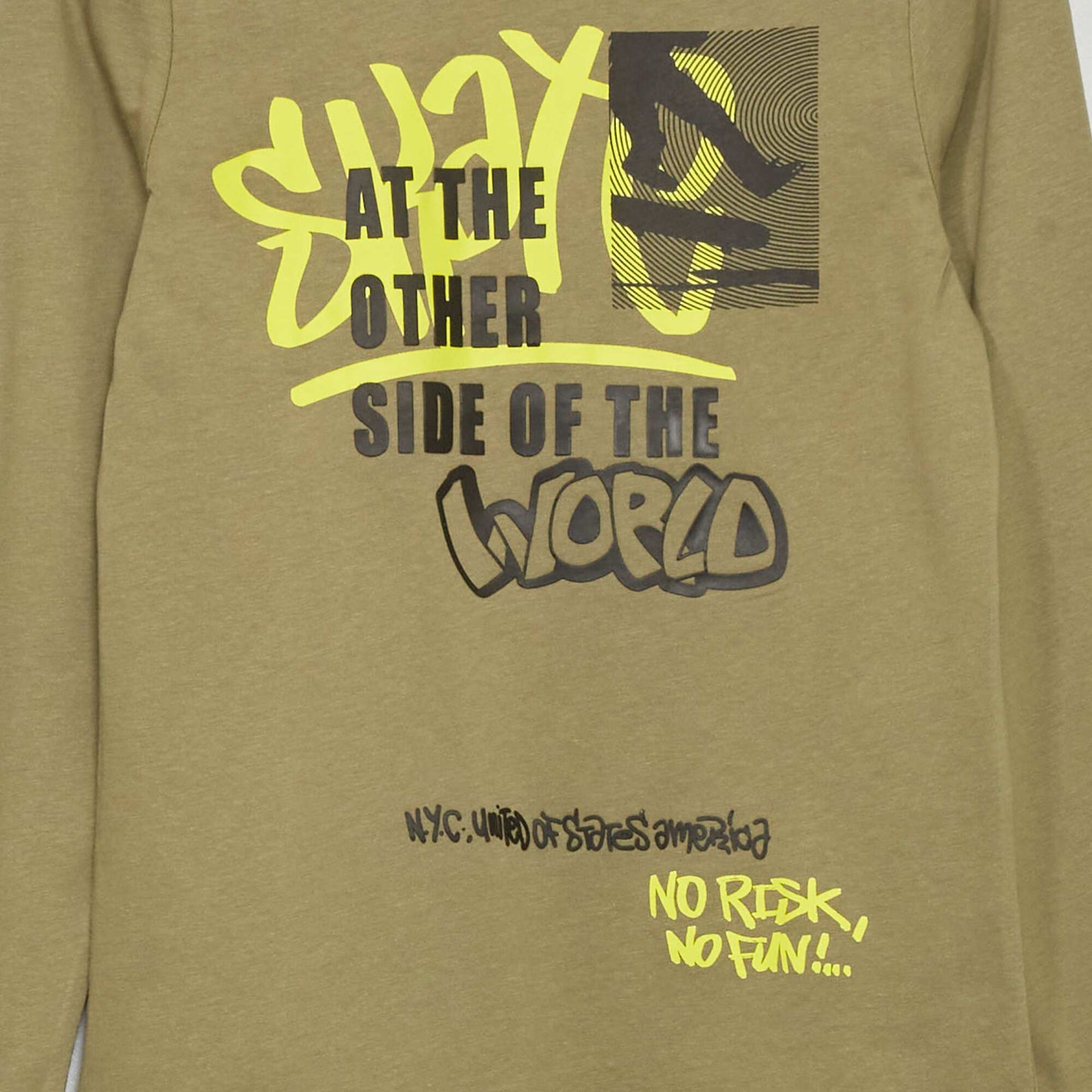 T-shirt manches longues imprim Kaki