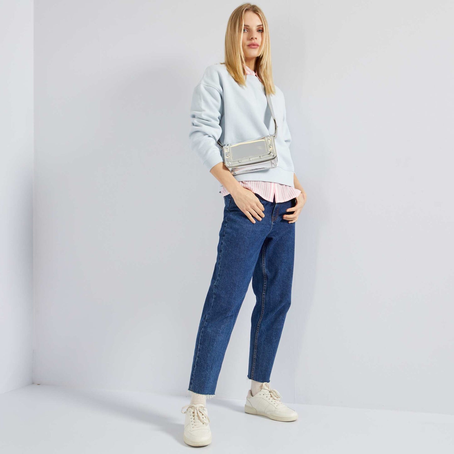 Sweat en molleton uni Bleu