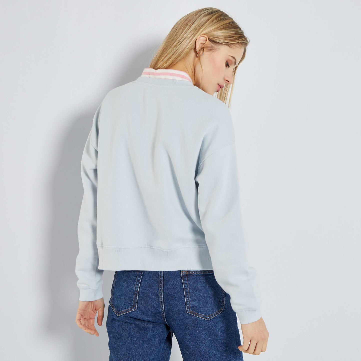 Sweat en molleton uni Bleu