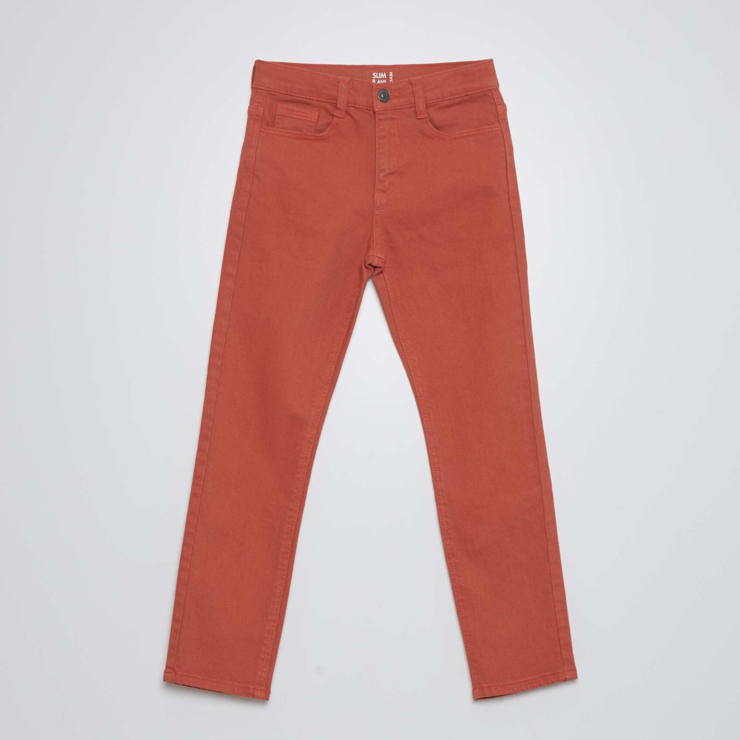Jean slim 5 poches rouge brique
