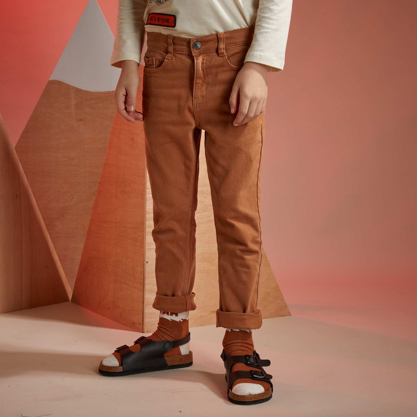 Jean slim 5 poches Marron