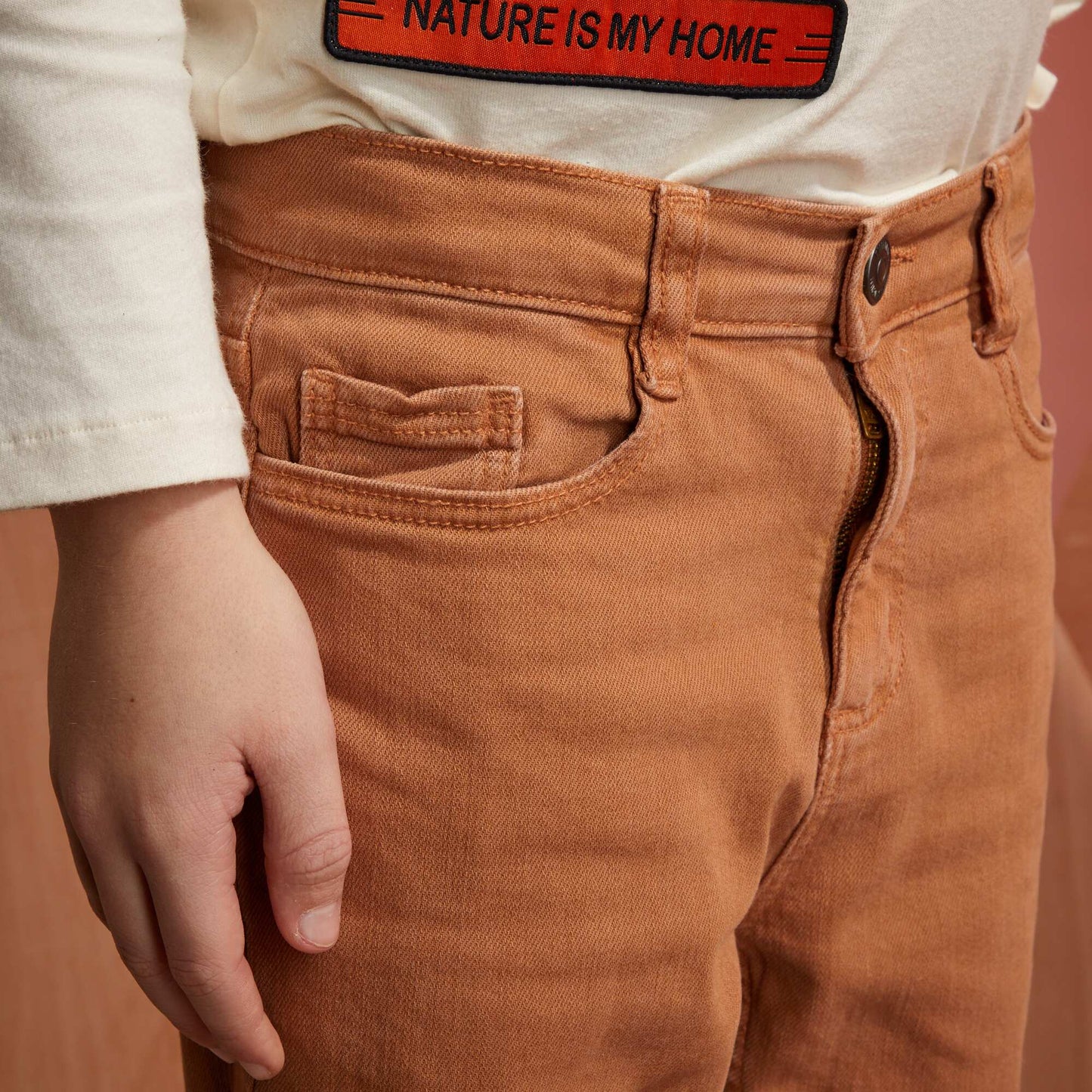 Jean slim 5 poches Marron