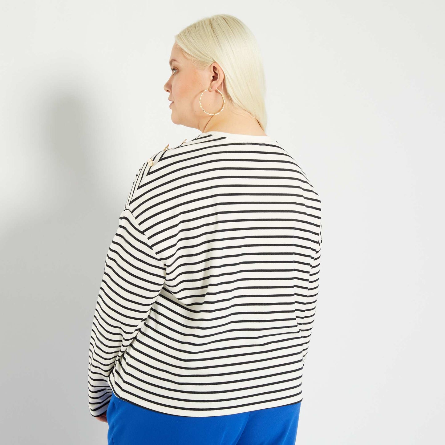 T-shirt esprit marinière Blanc