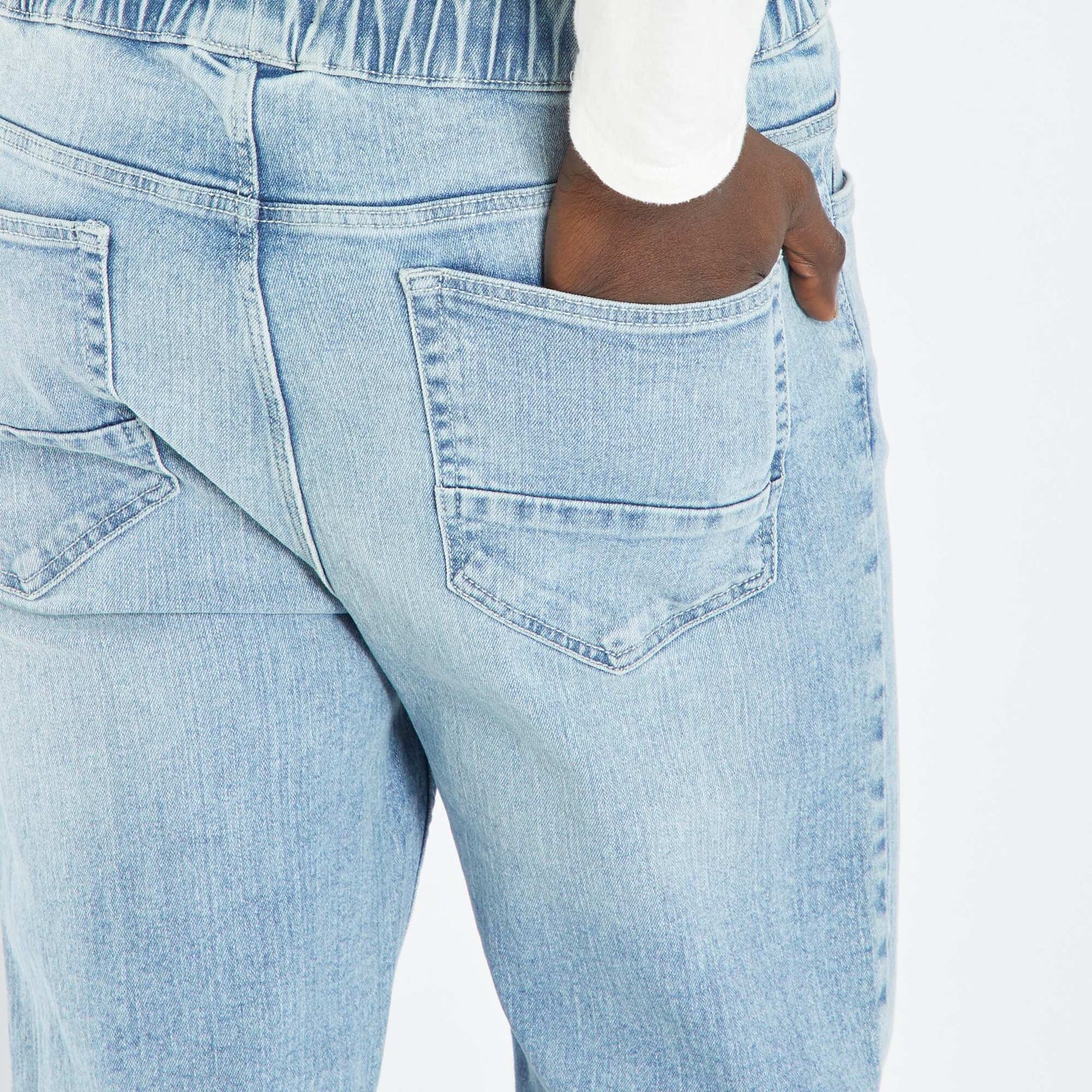 Jean Jogger taille lastiqu e Bleu triple stone