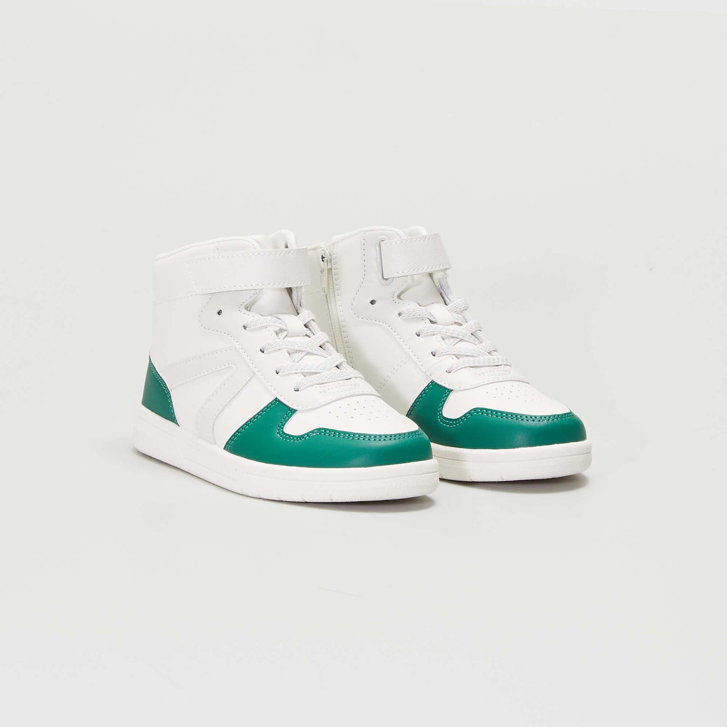 Baskets montantes tricolore - Mixtes Blanc/vert