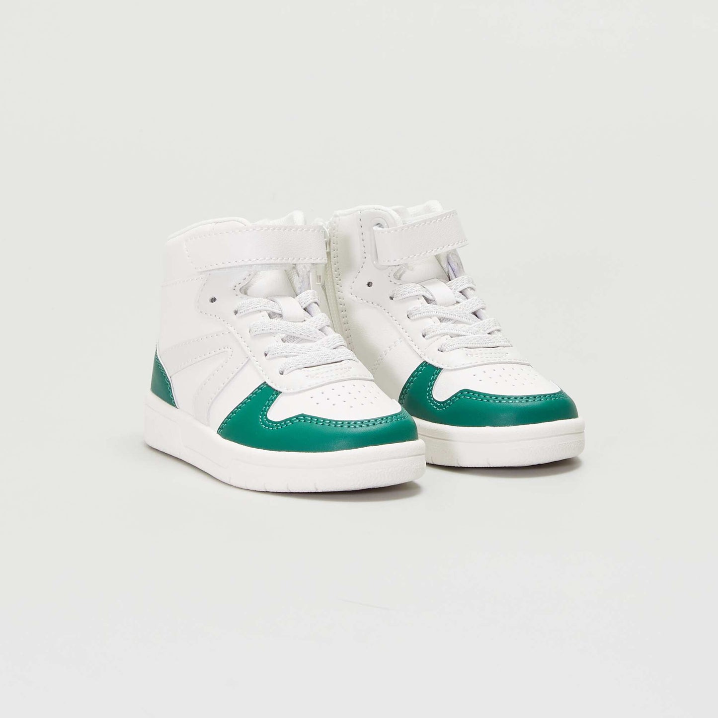 Baskets montantes tricolore - Mixte Blanc/vert