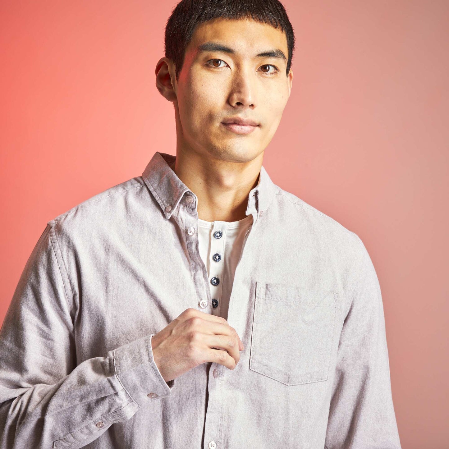 Chemise regular coton oxford beige