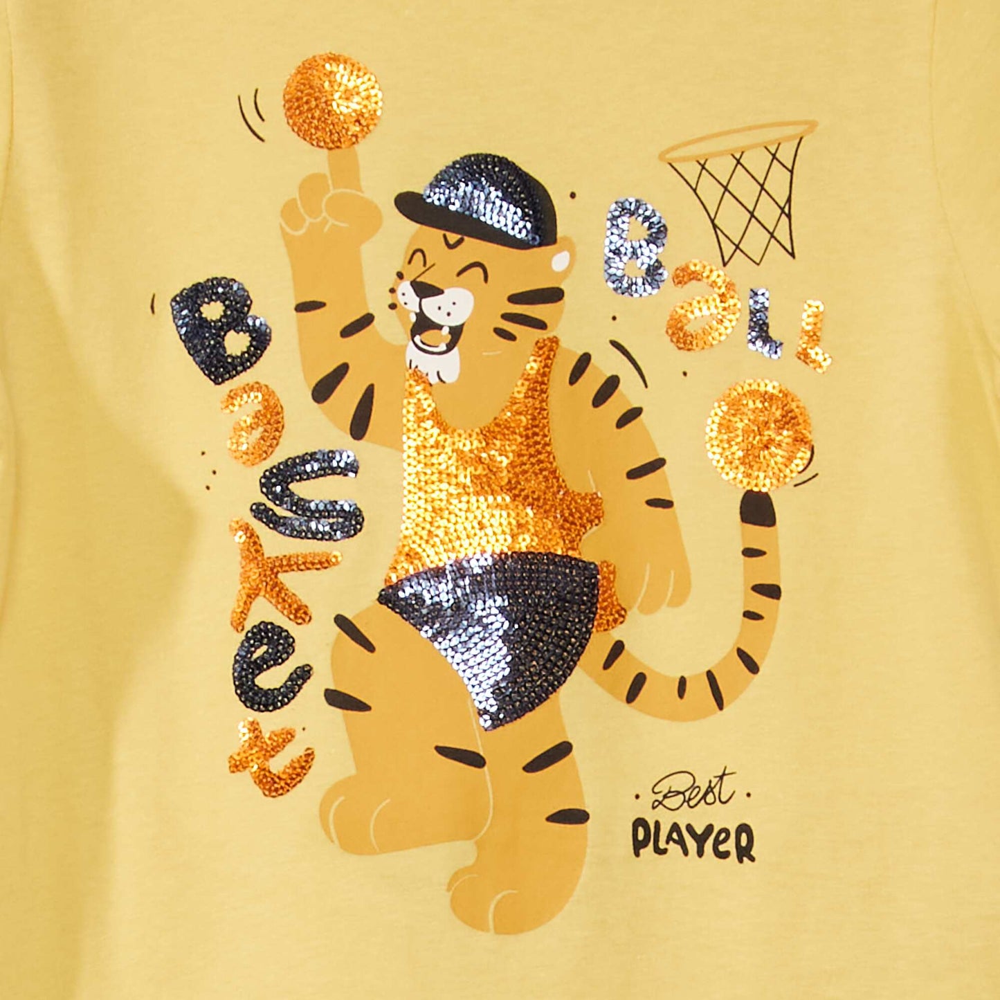 T-shirt imprim avec sequins Jaune