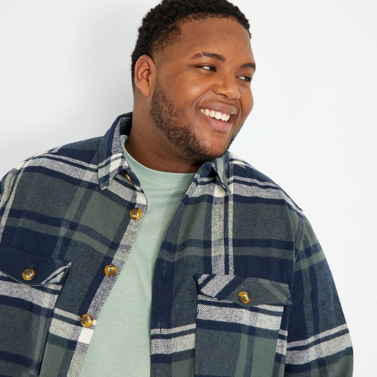 Chemise carreaux en flanelle Kaki