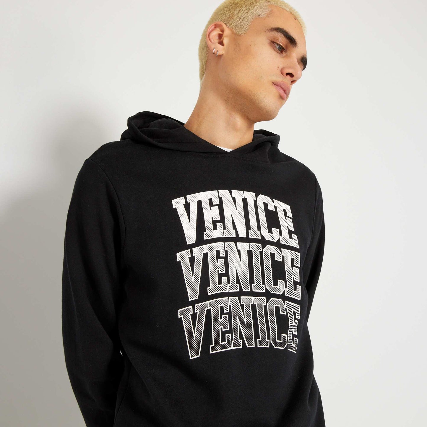 Sweat capuche imprim fantaisie Noir/gris