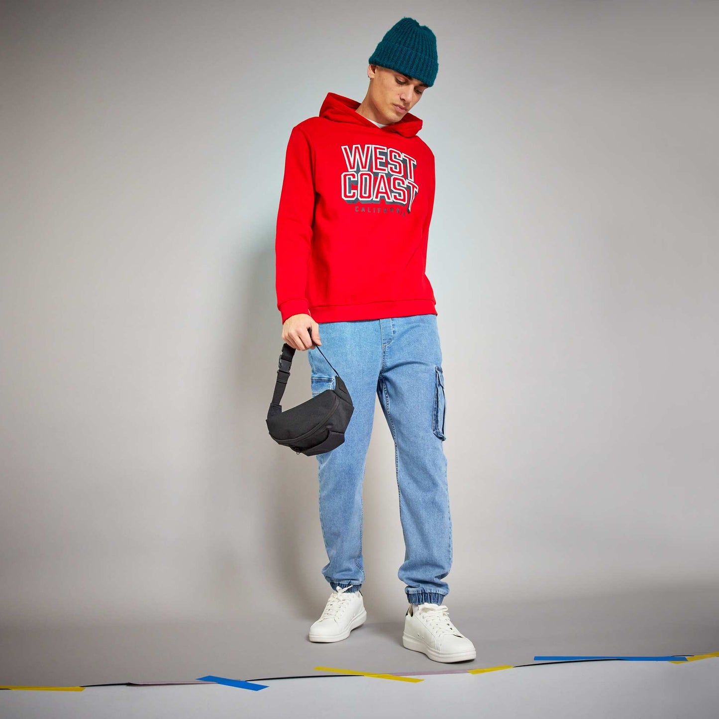 Sweat capuche imprim fantaisie Rouge