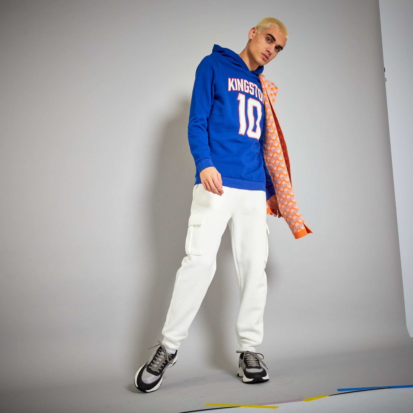 Sweat capuche imprim fantaisie Bleu
