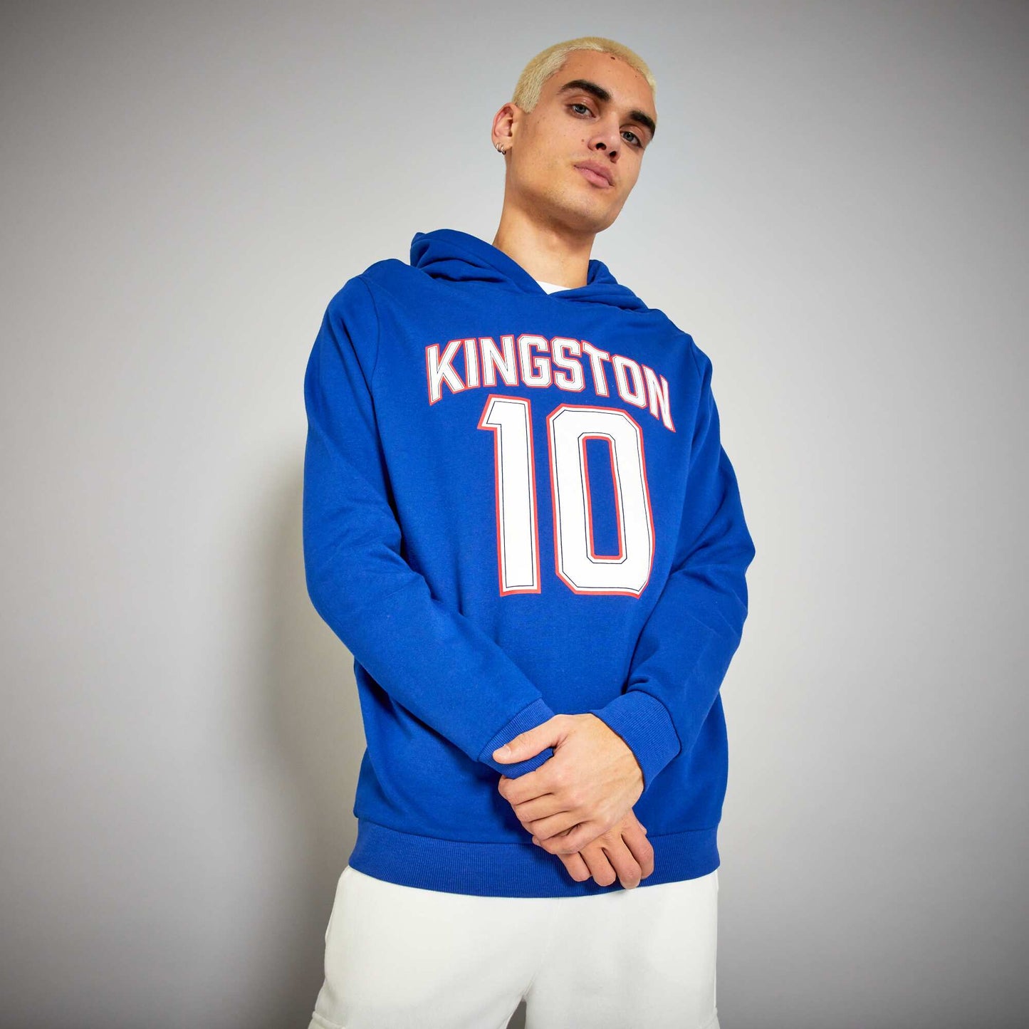 Sweat capuche imprim fantaisie Bleu