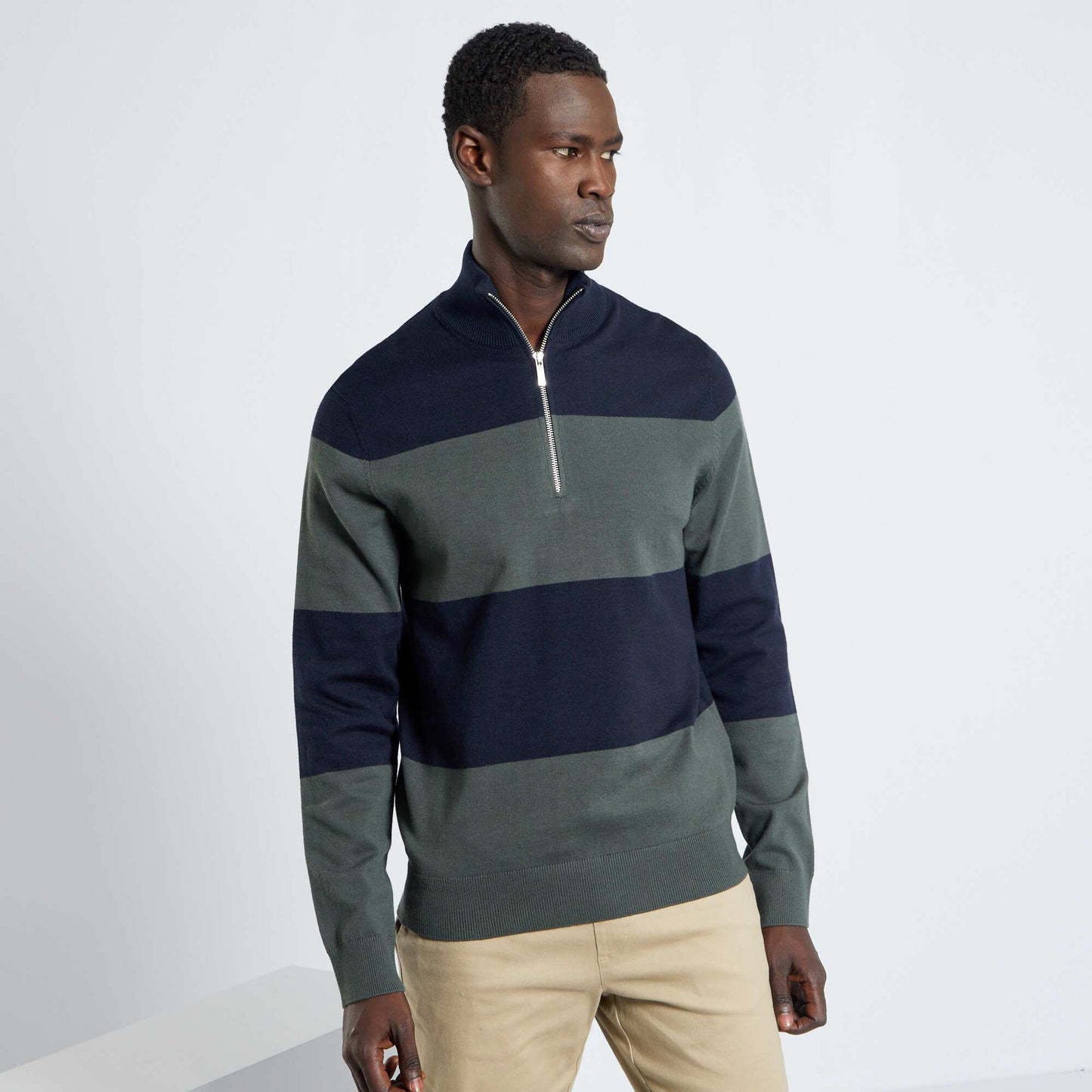 Pull ray col camionneur Vert/marine
