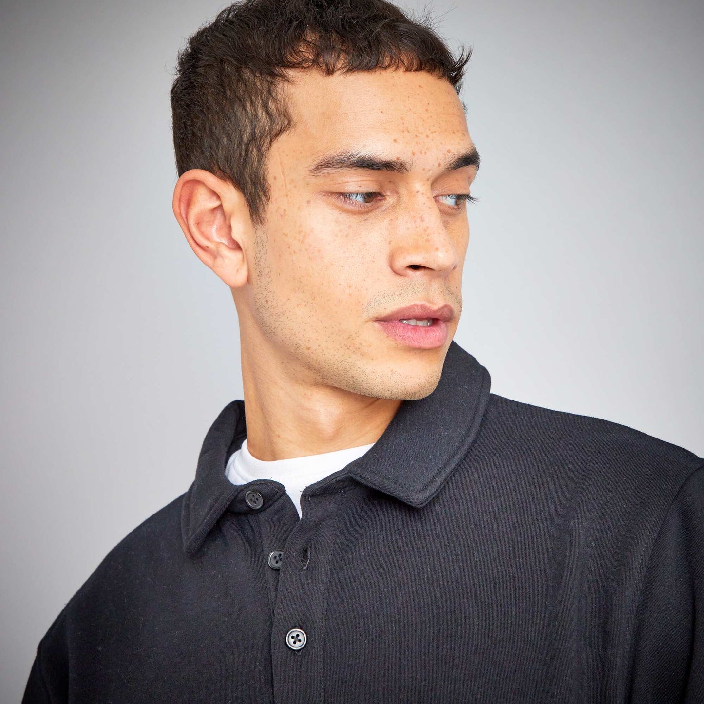 Sweat en molleton avec col polo noir