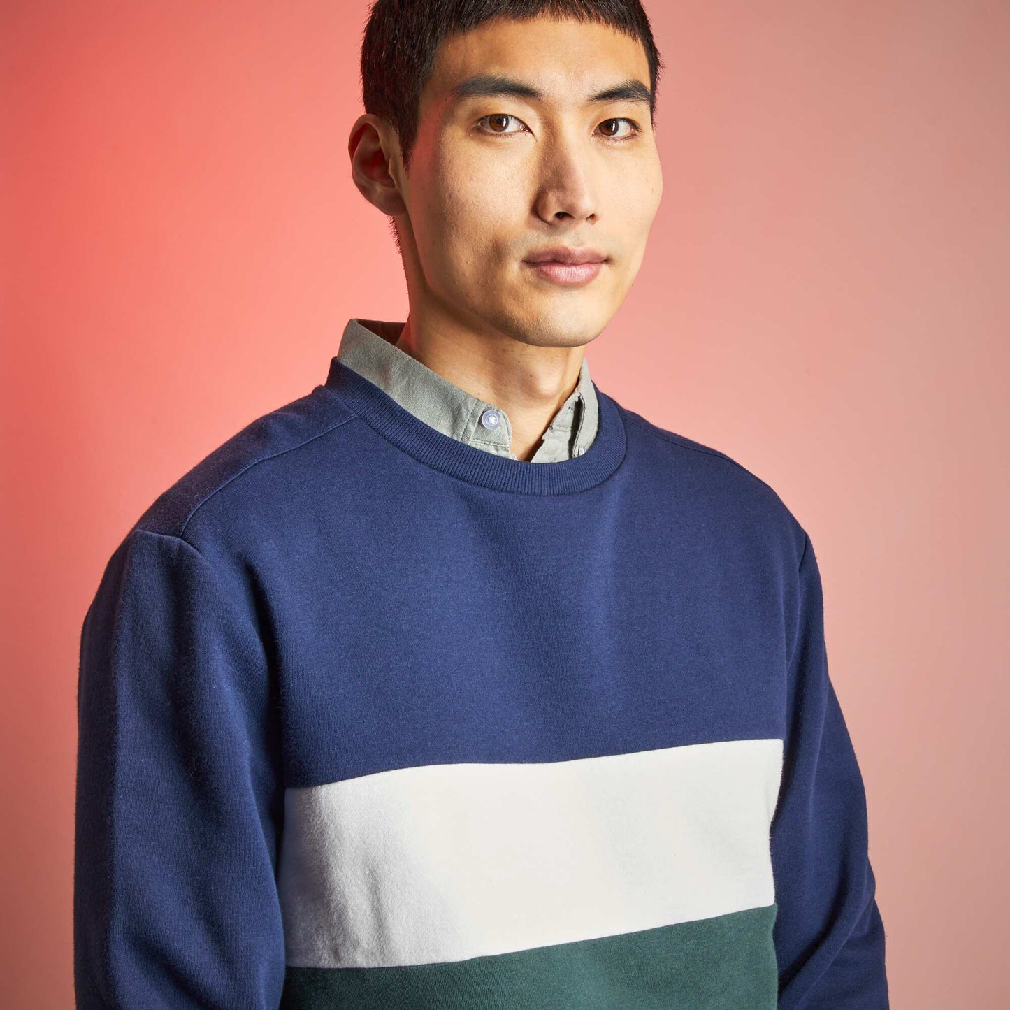 Sweat molletonn effet color-block Bleu marine