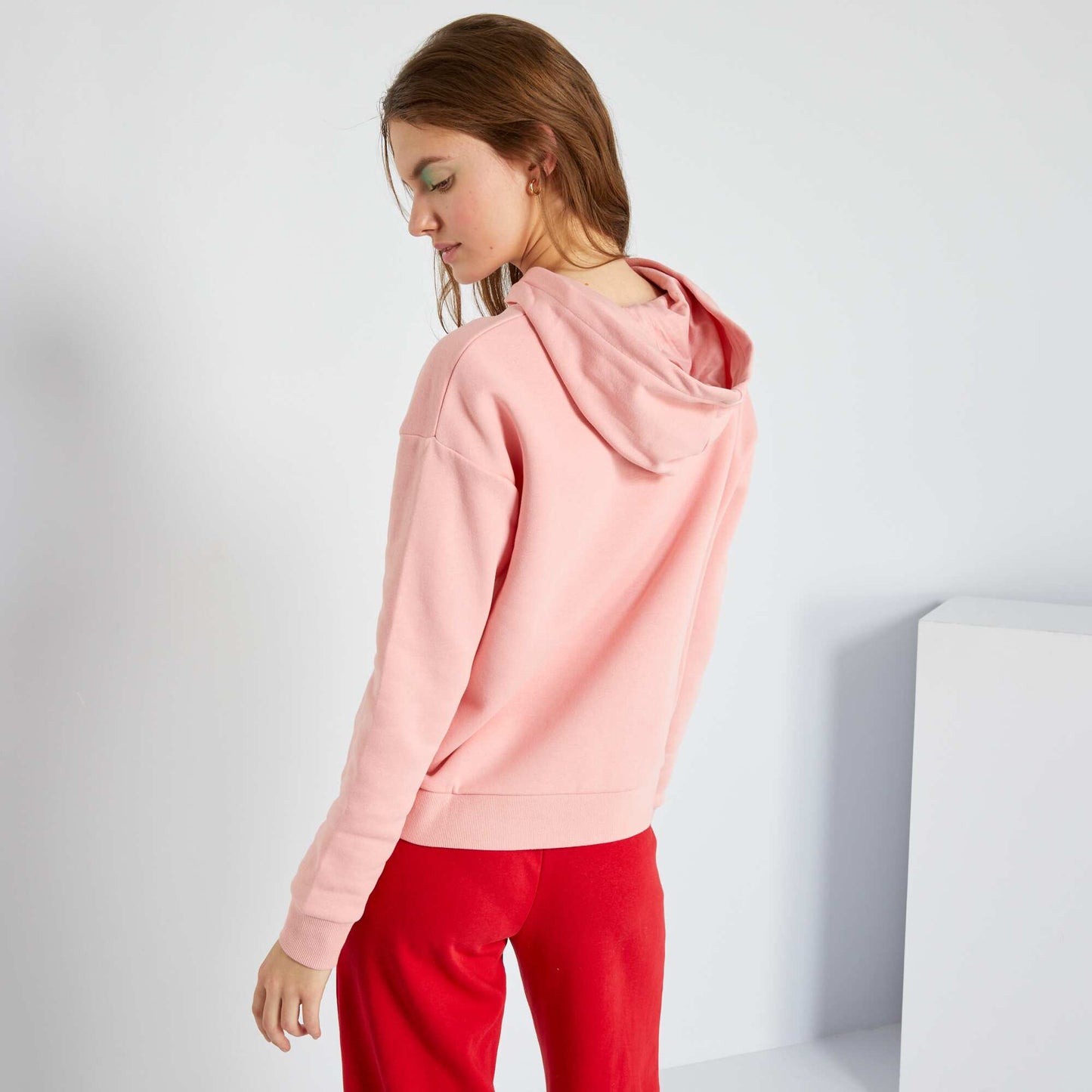 Sweat capuche en molleton Rose