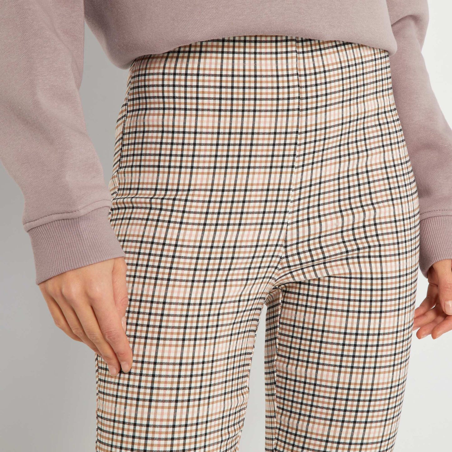 Legging stretch en vichy Marron