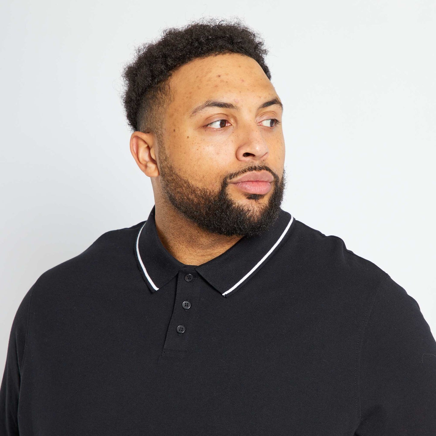 Polo en piqu de coton noir