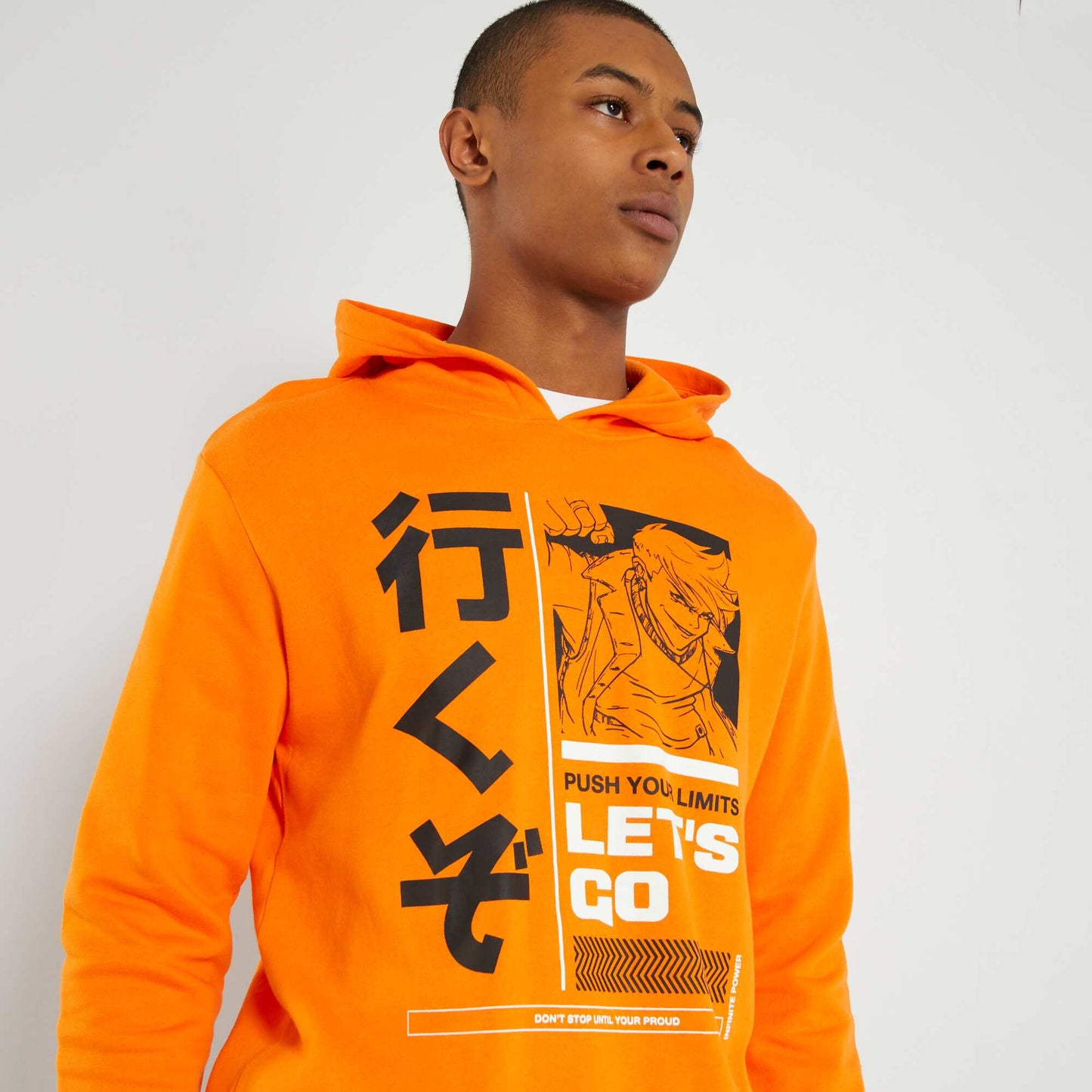 Sweat en molleton capuche avec imprim Orange