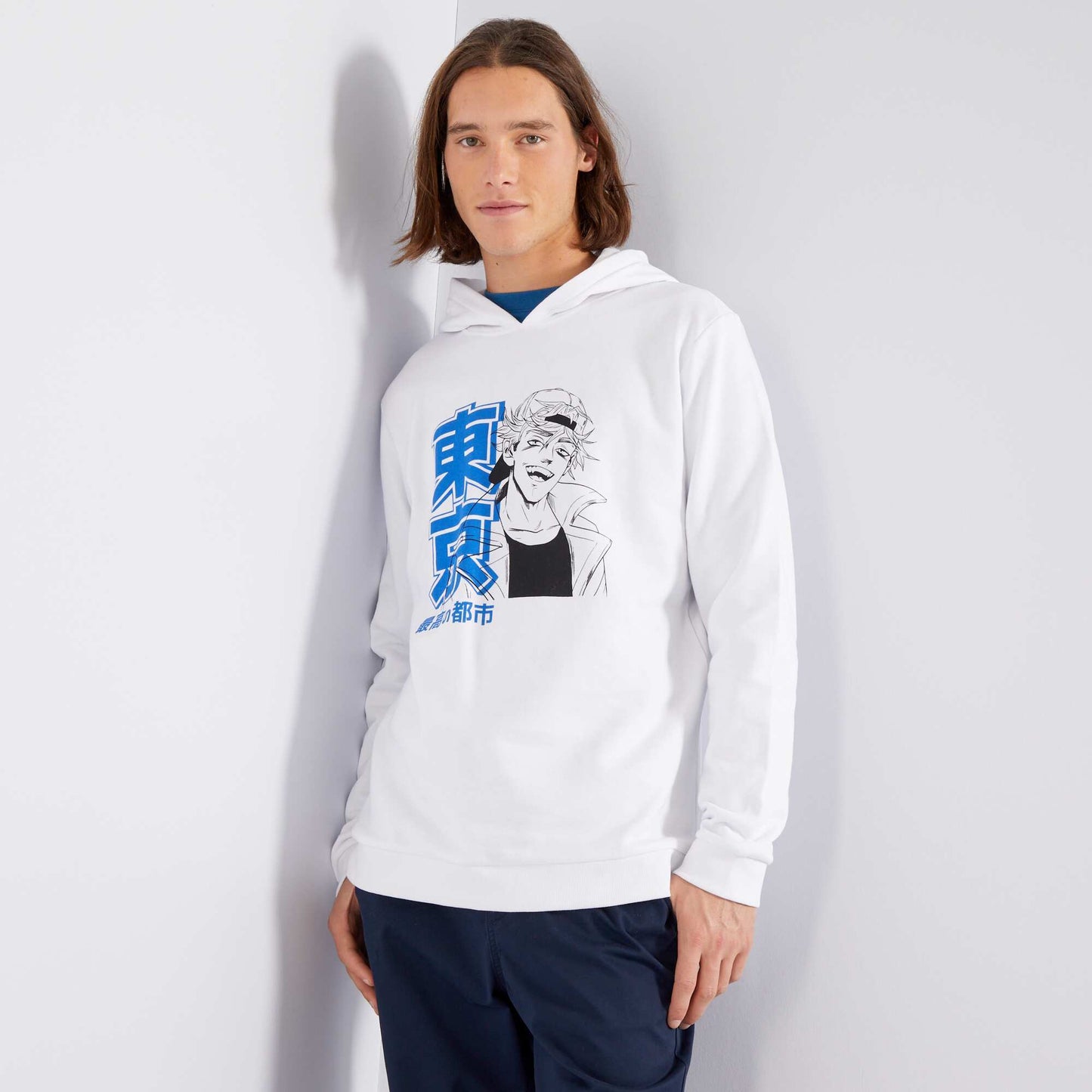 Sweat en molleton capuche avec imprim Blanc 'manga'