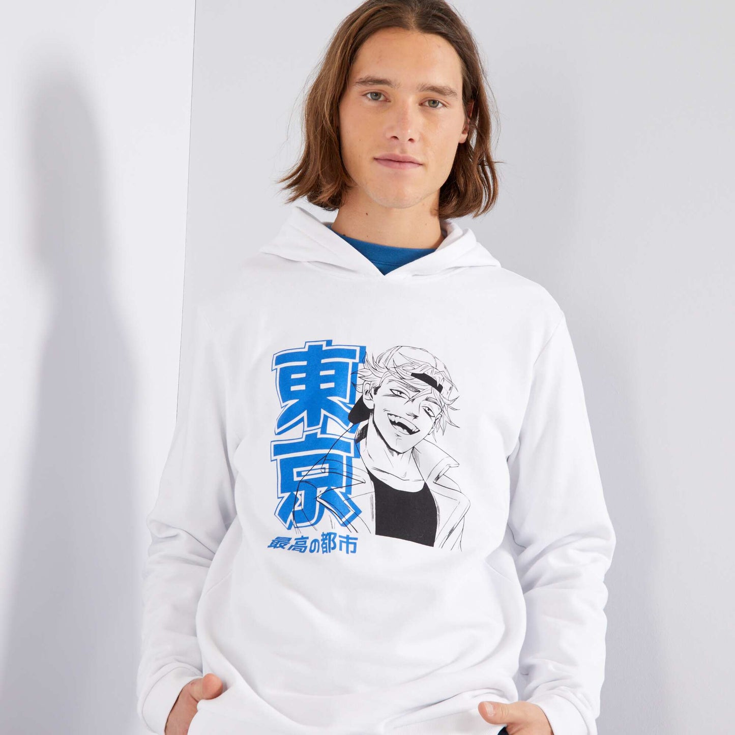 Sweat en molleton capuche avec imprim Blanc 'manga'