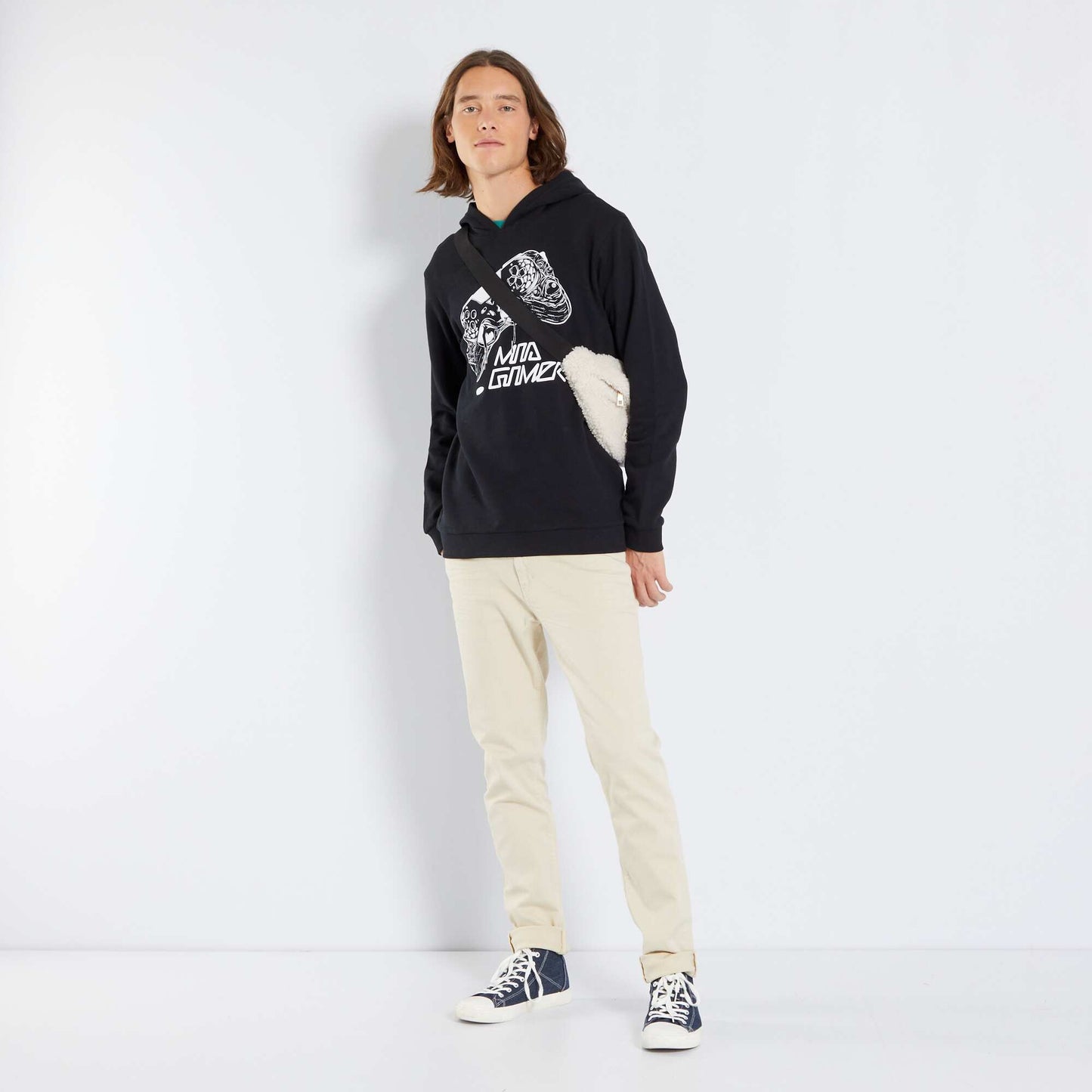 Sweat en molleton capuche avec imprim Noir 'gamer'