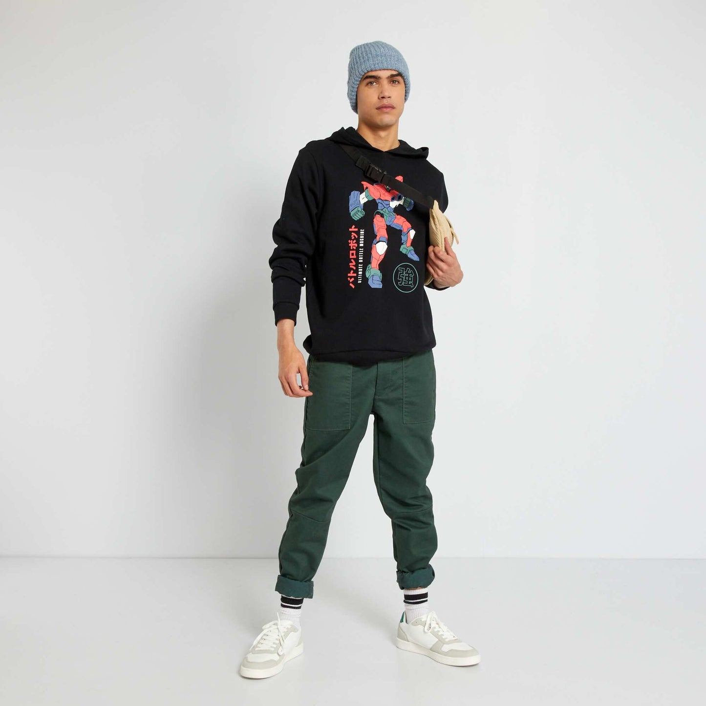 Sweat en molleton capuche avec imprim Noir 'robot'
