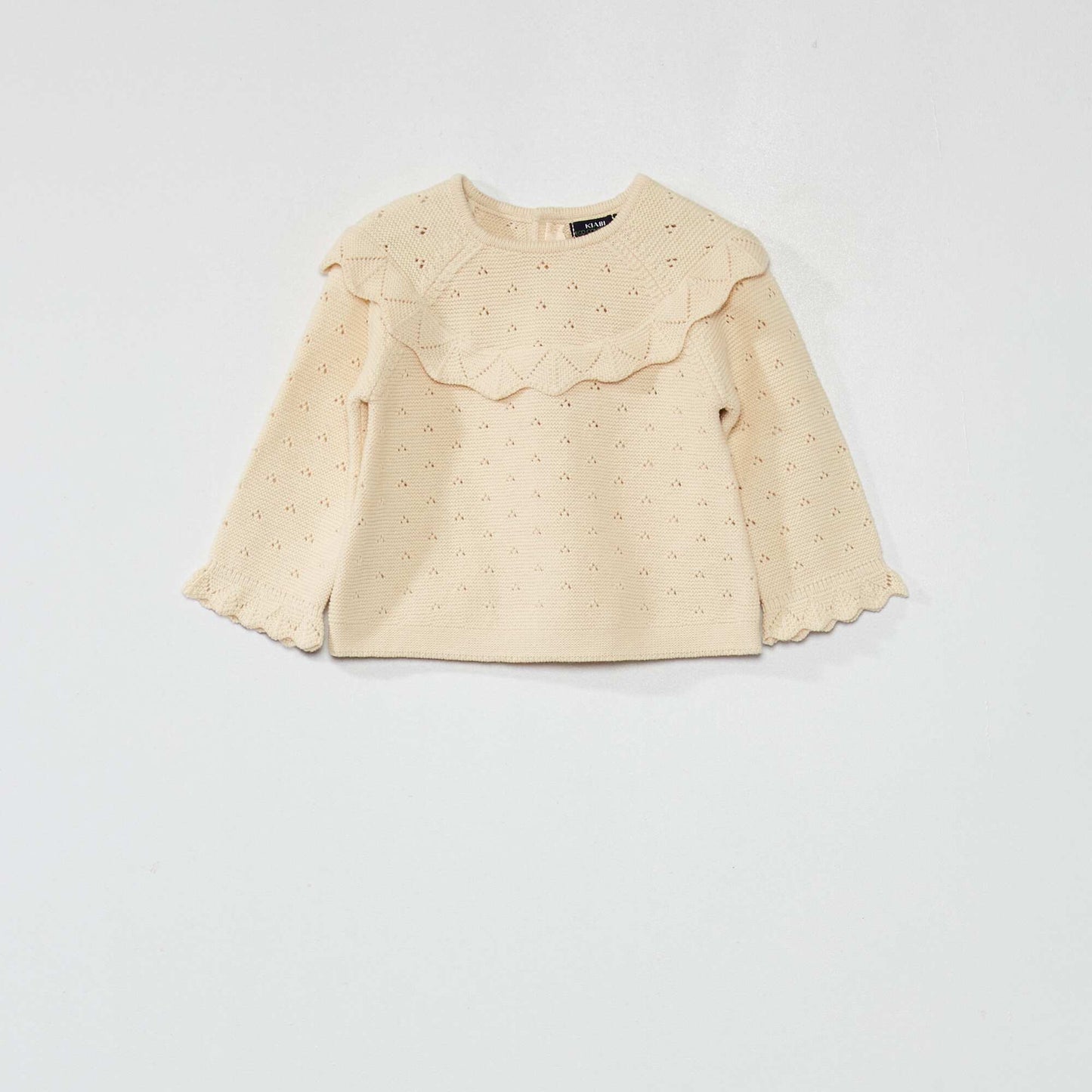 Pull fantaisie en maille ajour e Ecru