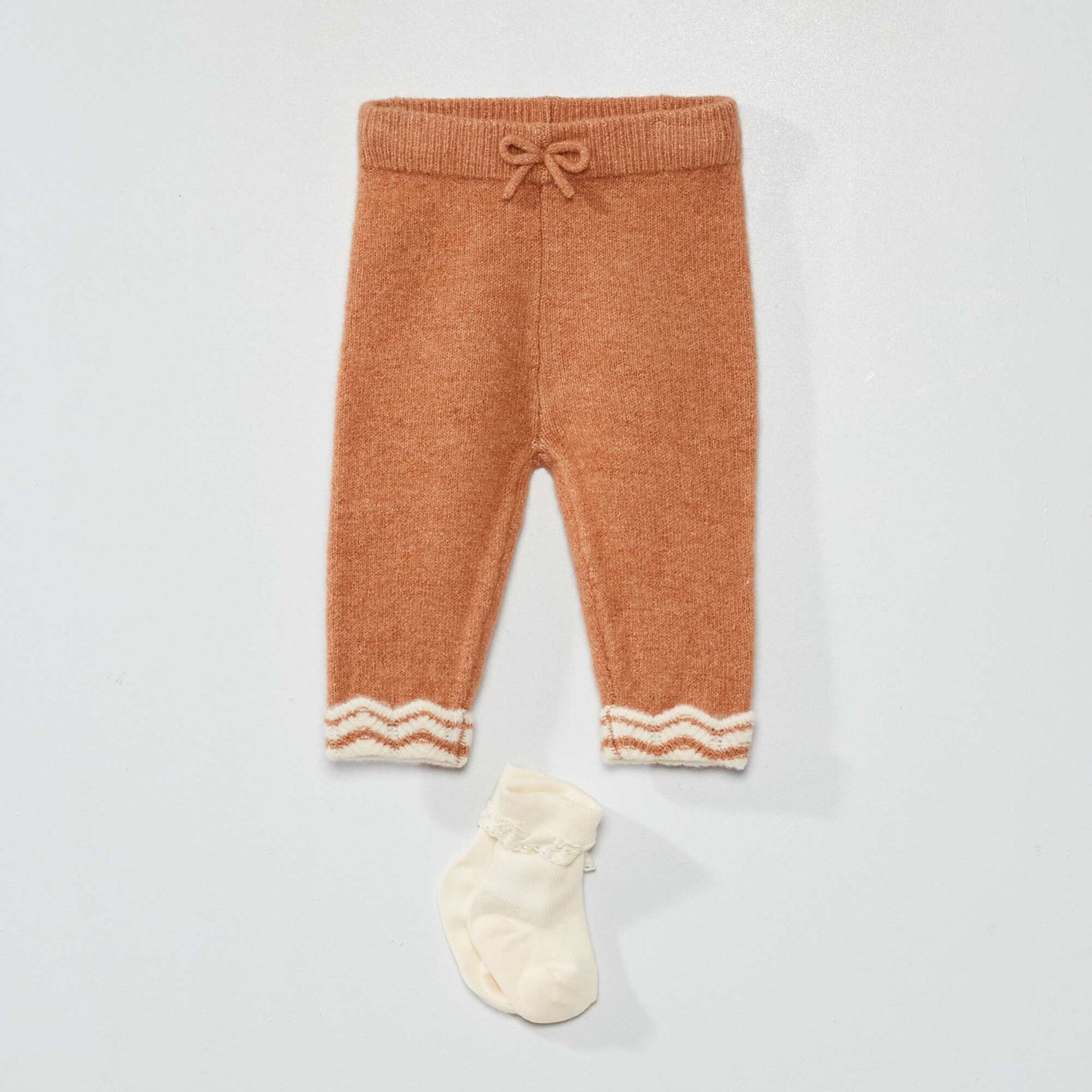 Legging en maille + chaussettes - 2 pi ces Marron