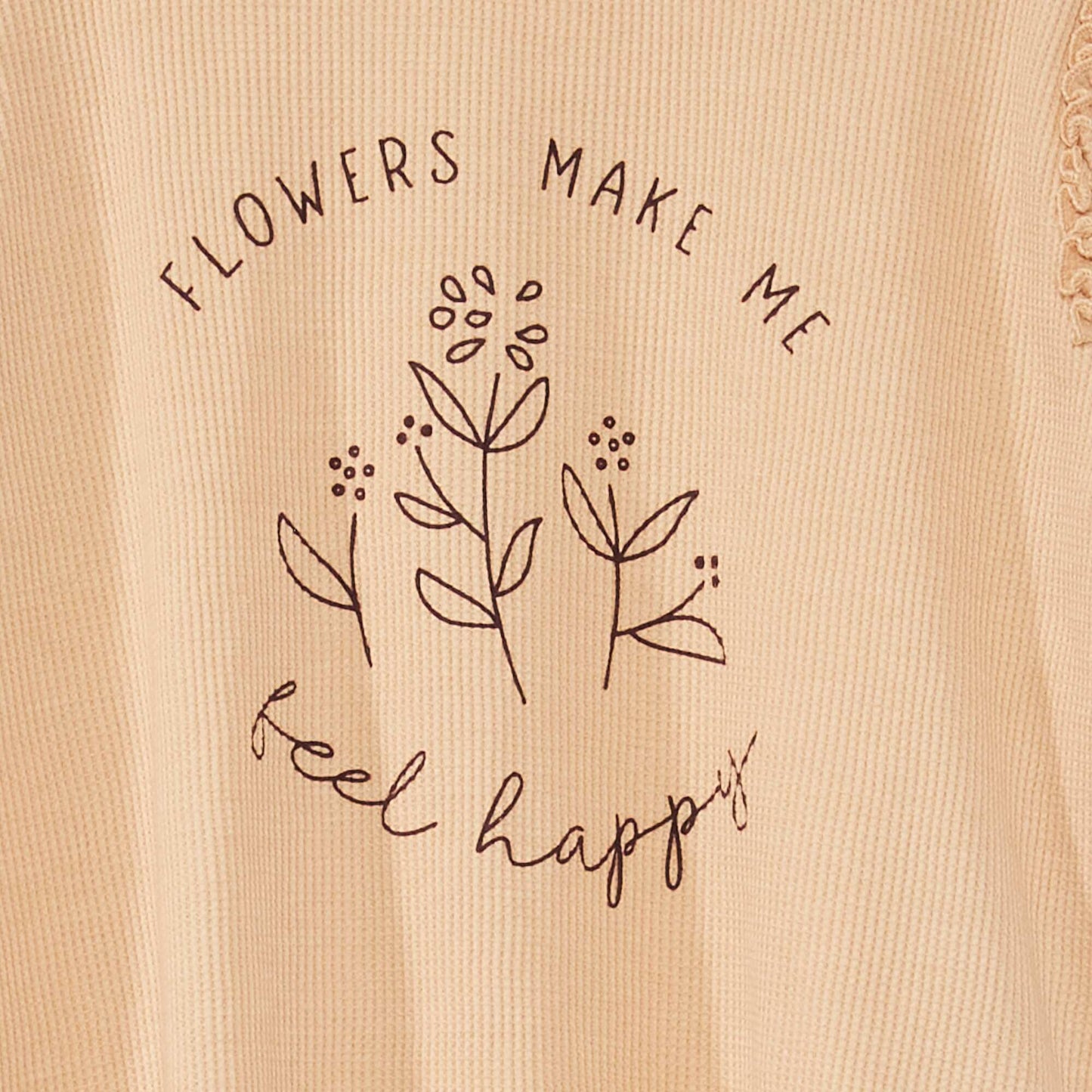 T-shirt nid d'abeilles avec volants Beige