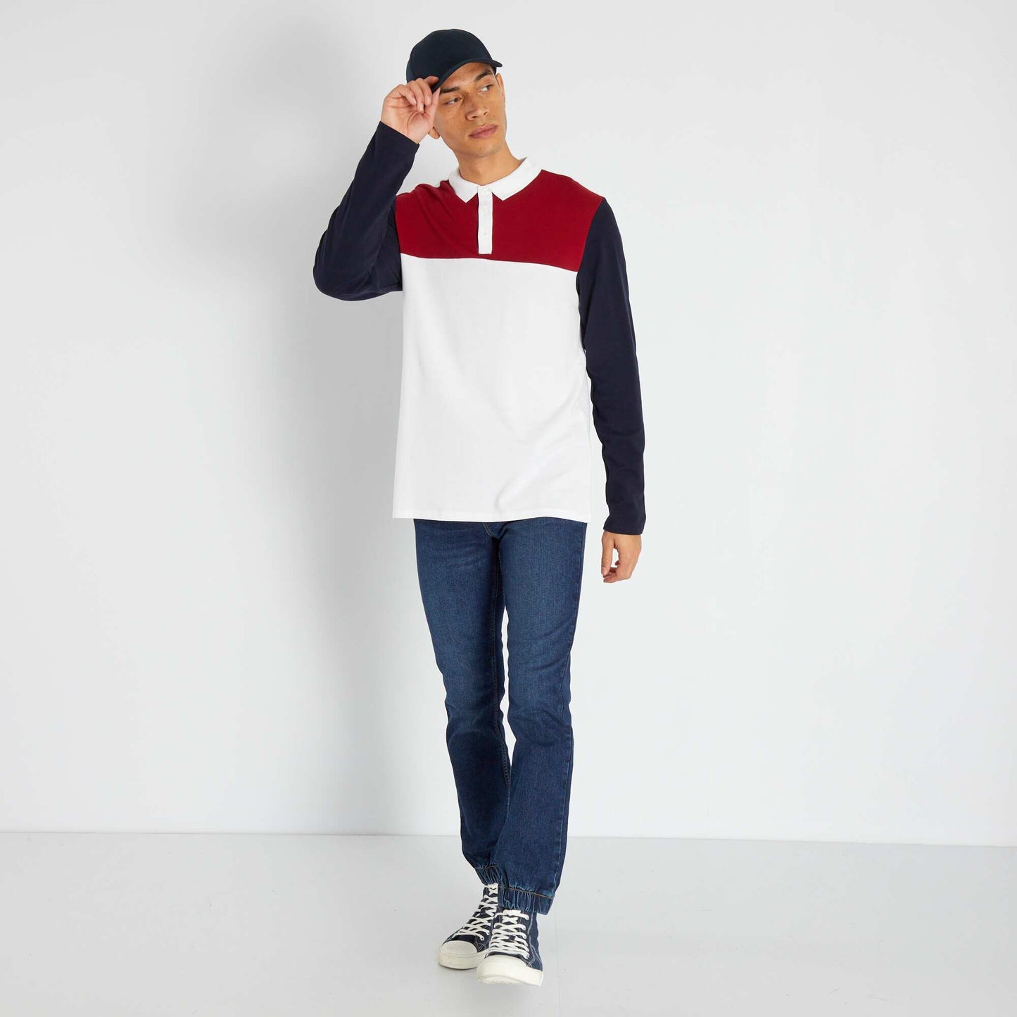 Polo en piqu en coton Rouge/bleu/blanc
