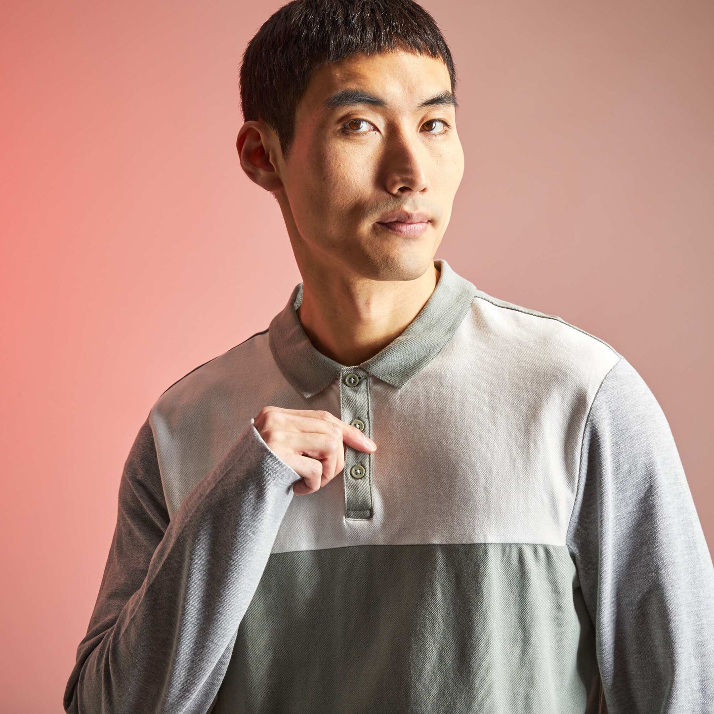 Polo en piqu en coton Gris