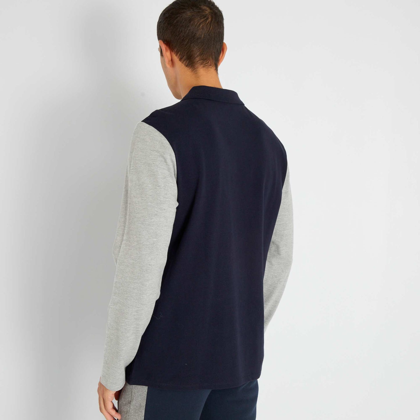 Polo en piqu en coton bleu denim